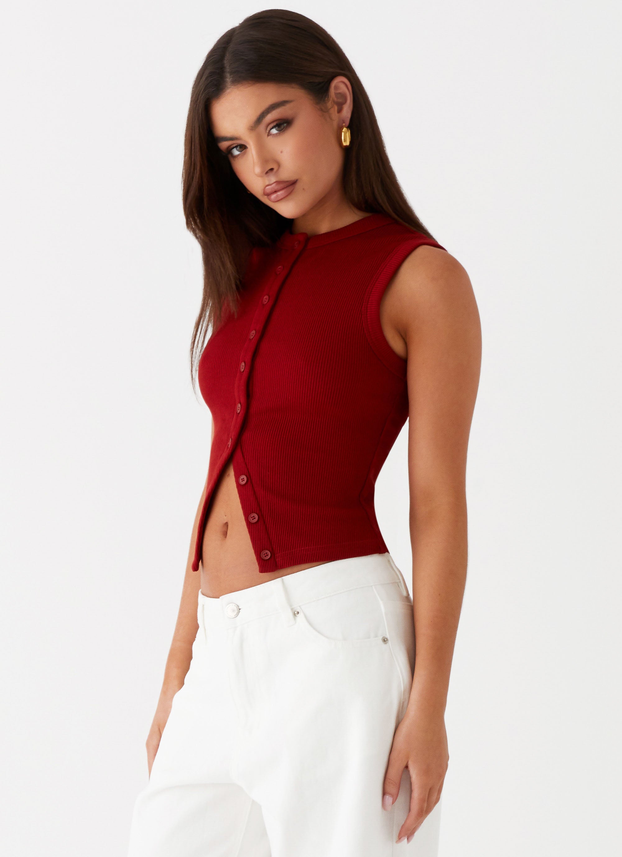 Blair Buttoned Ribbed Knit Tank Top for Women - Soft Stretchy Casual Summer Tops - Perfect for Layering, Beach Outfits & Everyday Wear