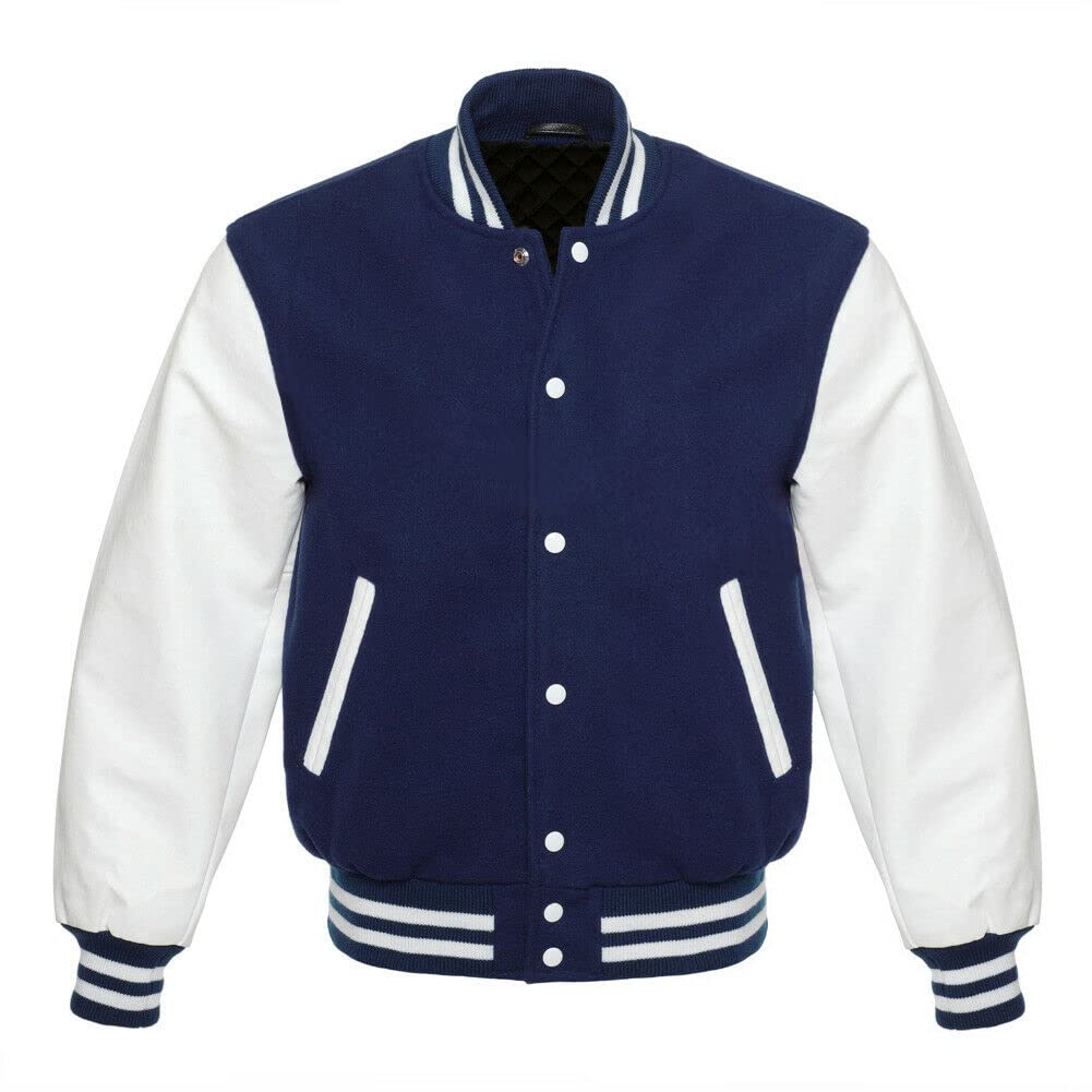 LP-FACON Unisex Varsity Bomber Jacket - Fleece & Faux Leather Letterman Jacket for Men and Women | Perfect for College, High School, Baseball Games & Casual Streetwear