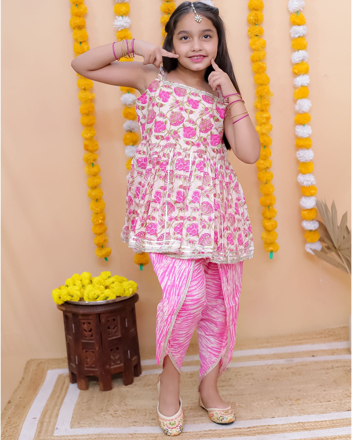 Stylish Pink Cotton Sleeveless Kurti with Sharara Set - Comfortable Indian Ethnic Outfit for Women | Perfect for Festivals, Weddings & Casual Wear