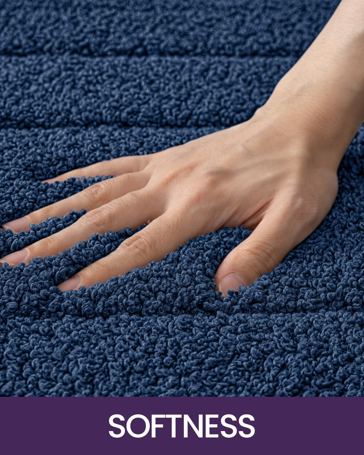 Non-Slip Bathroom Rug 32x20 Inch - Ultra Absorbent Quick Dry Bath Mat with Rubber Backing, Washable Microfiber Shower Floor Carpet for Bathroom Safety & Comfort - Perfect for Bathroom, Shower, and Spa Areas (Navy Blue)