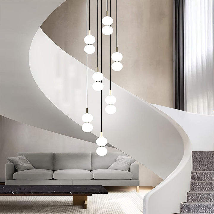 Modern Echo Glass Pendant Light - Elegant Hanging Fixture for Kitchen Island, Dining Room & Bedroom Lighting - Dimmable LED Chandelier for Home Decor
