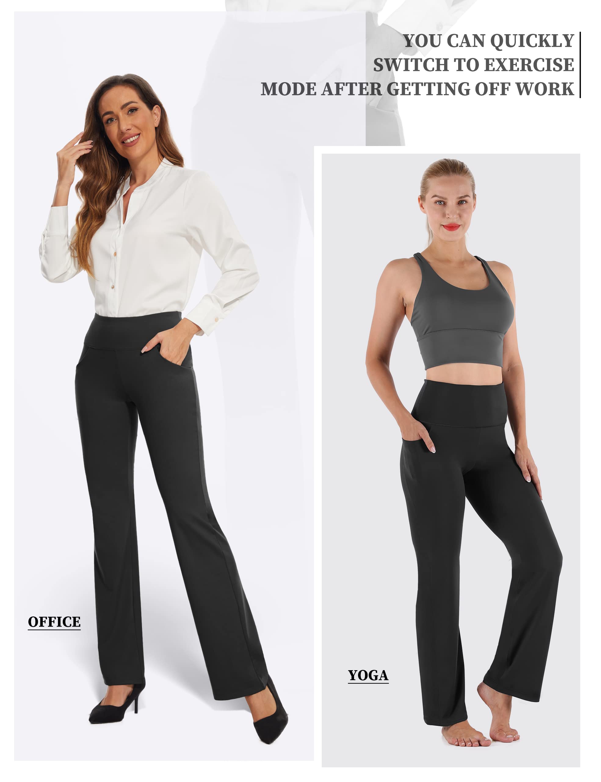 Desol Flare Leggings for Women - High Waisted Bootcut Yoga Pants with Pockets, Tummy Control Bootleg Work Pants | Perfect for Yoga, Gym, Office & Casual Wear