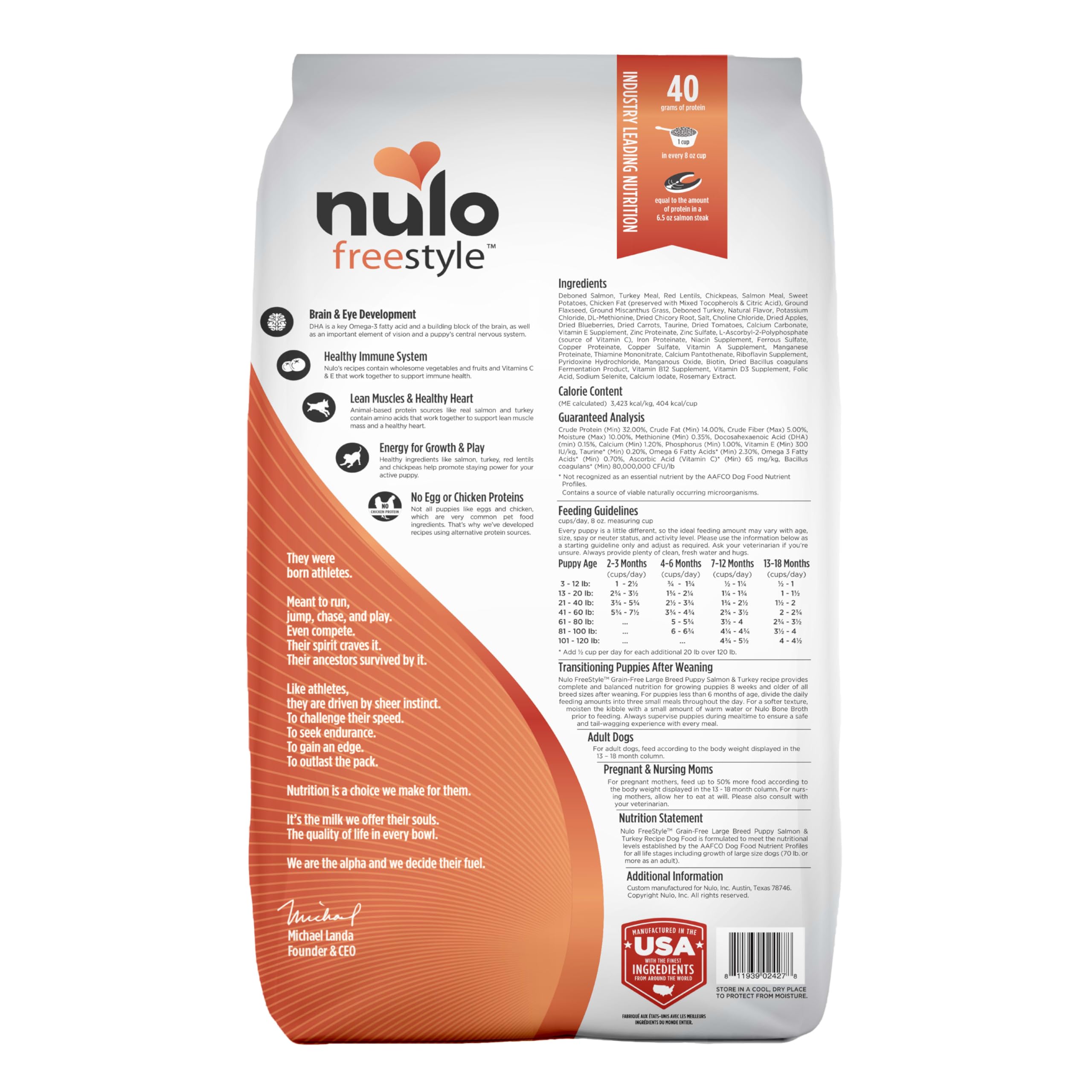Nulo Freestyle Large Breed Salmon & Turkey Puppy Food - 26lb Bag for Healthy Growth & Joint Support | Premium Dry Dog Food for Large Breed Puppies | Ideal for Active Puppies & Training Rewards