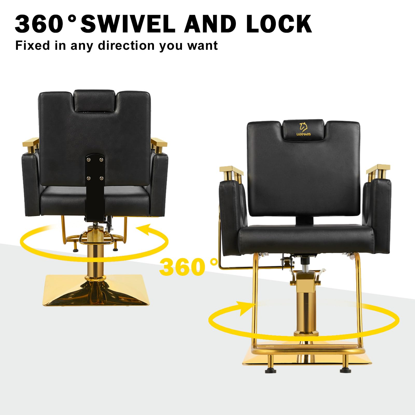 Premium Hydraulic Barber Chair - 360° Swivel & Reclining Salon Stylist Chair with Rolling Casters for Barbershop & Hair Salon Equipment (Black) - Perfect for Professional Haircuts, Styling & Shaving Services
