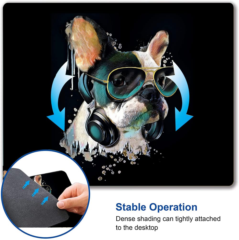 Colorful Stylish Bulldog Square Mouse Pad - Non-Slip Rubber Base, Waterproof Office Mouse Mat for Laptop & Computer - Perfect for Gaming, Work, and Home Office Use