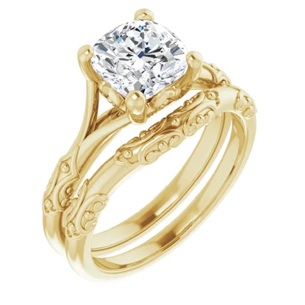 1.00 CT Cushion Cut Moissanite Engagement Ring Set for Women - Petite Halo Vine Wedding Band, Bridal Ring Set, Promise/Anniversary Gift for Wife (Size 7.5) | Perfect for Proposals, Weddings & Special Occasions