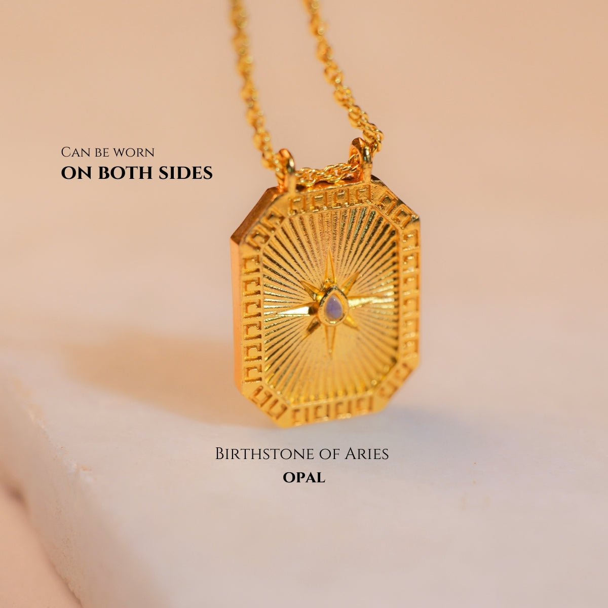 Libra Zodiac Reversible Necklace with Genuine Opal - Perfect for Birthday Gifts & Everyday Wear