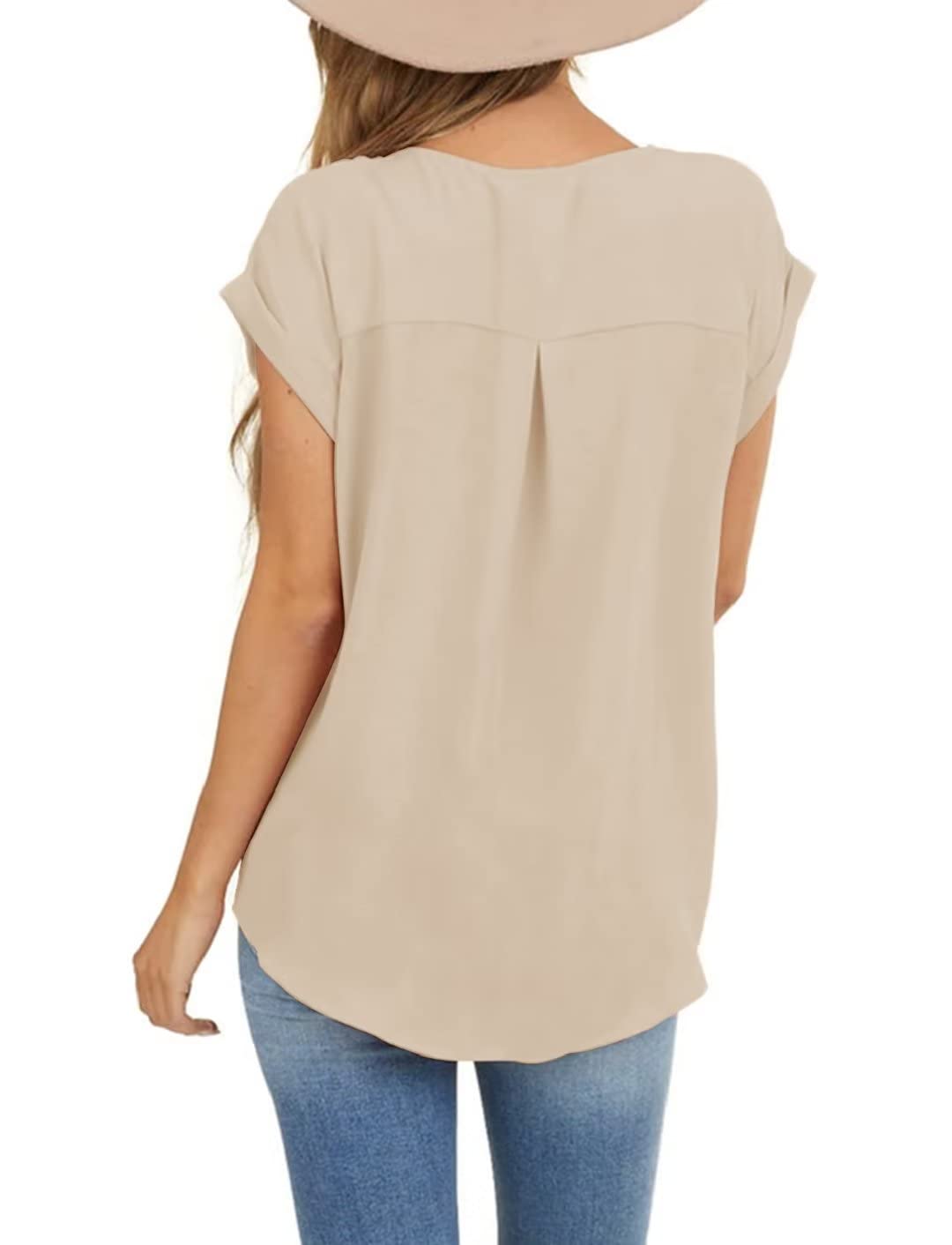 Orchidays Women's Casual Short Sleeve Blouse - Crew Neck Side Button Shirt for Work, Office & Everyday Wear | Comfortable & Stylish Tops for Women