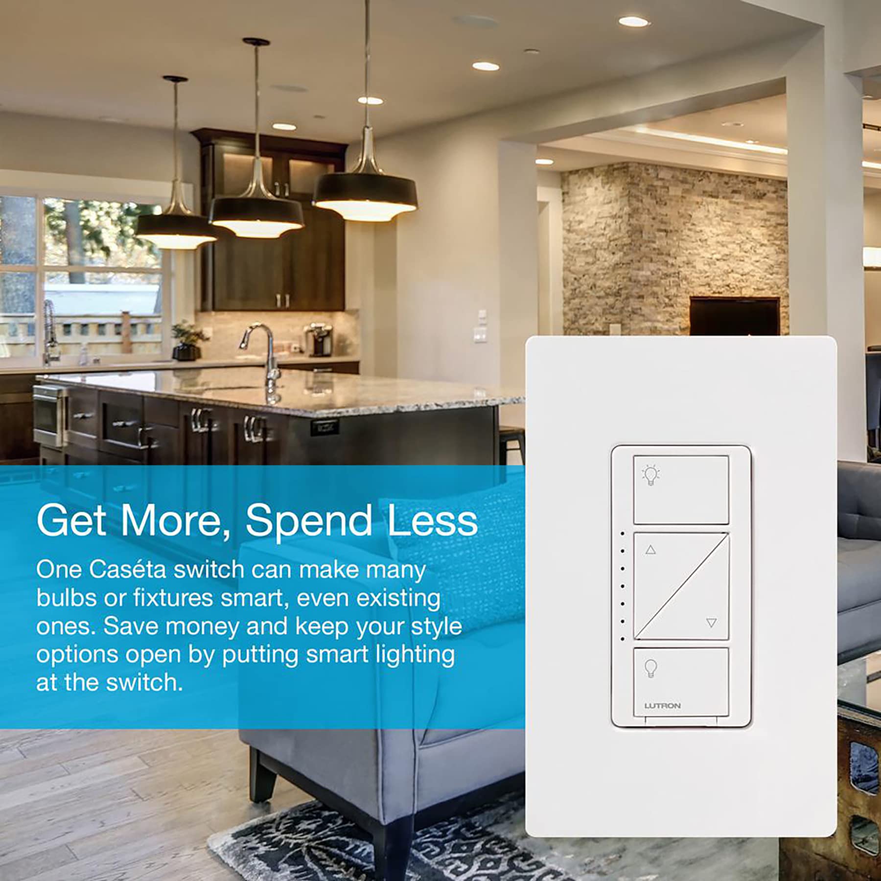 Lutron Caséta Wireless Smart Dimmer Switch for Wall & Ceiling Lights - White (PDW-6WCL-WH-A) with Wall Plate & Pico Remote | Smart Home Lighting Control for Bedroom, Living Room & Office