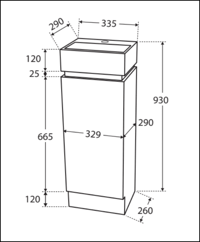 Fienza APOLLO MINI 33cm White Bathroom Vanity Unit with Sink - Perfect for Small Bathrooms & Powder Rooms