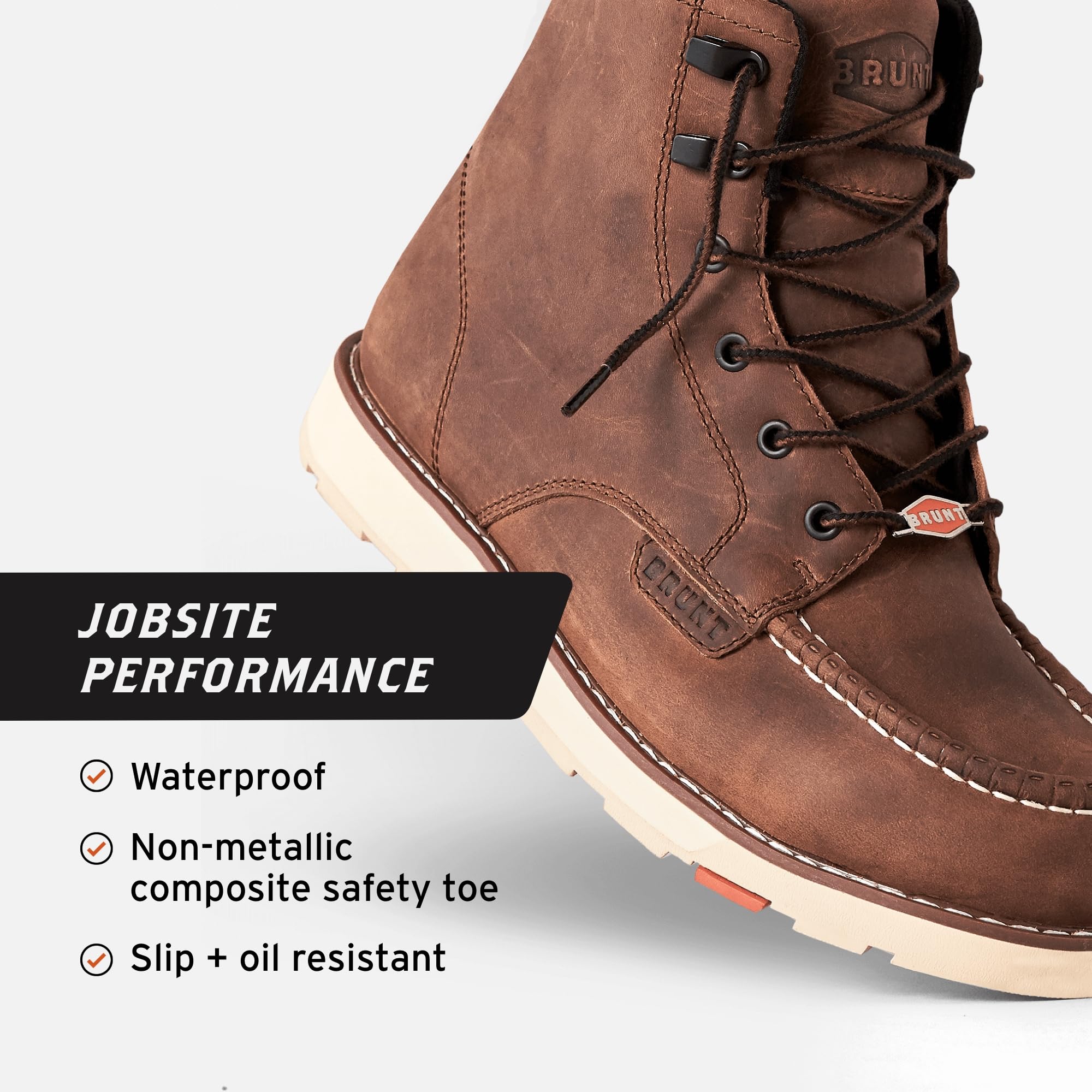 Marin 6-Inch Waterproof Safety Toe Wedge Work Boots for Men - EH Rated, Slip & Oil Resistant - Adjustable Width System - Ideal for Construction, Warehouse & Outdoor Work