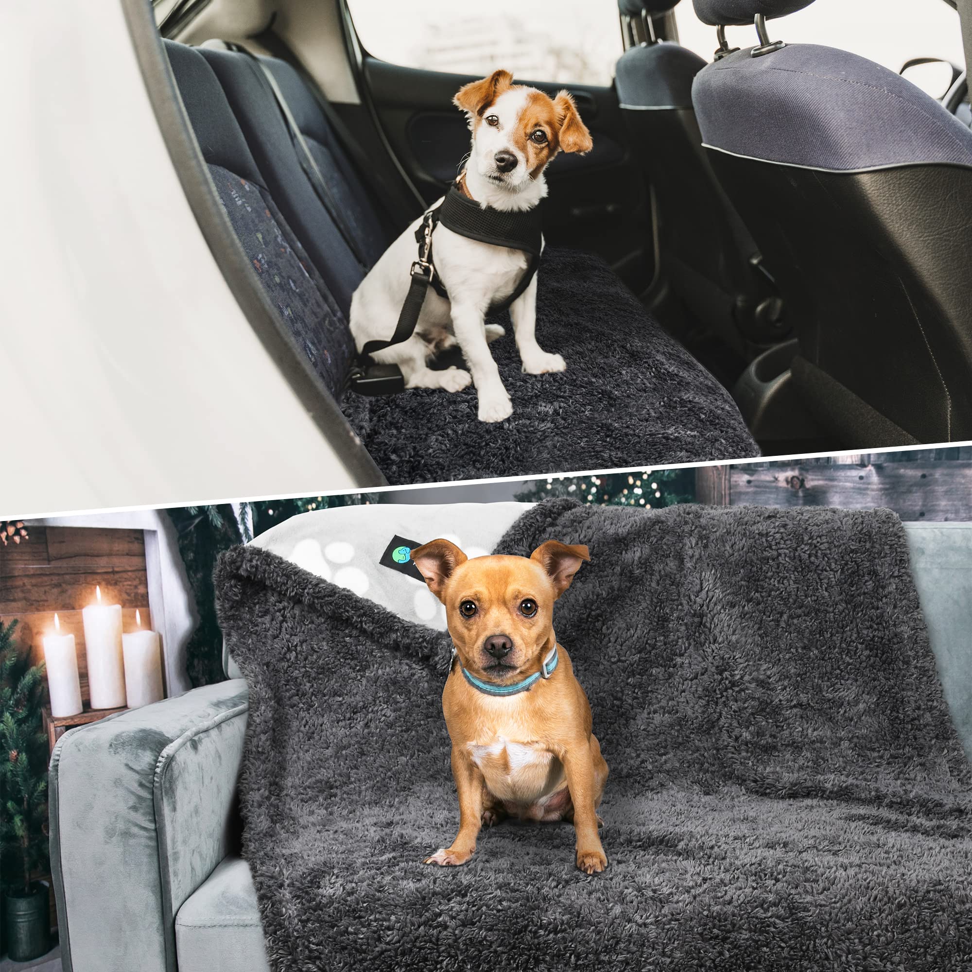 **Catalonia Classic Waterproof Dog Blanket - Reversible Fleece Sherpa Pet Blanket for Small Dogs & Cats, 30