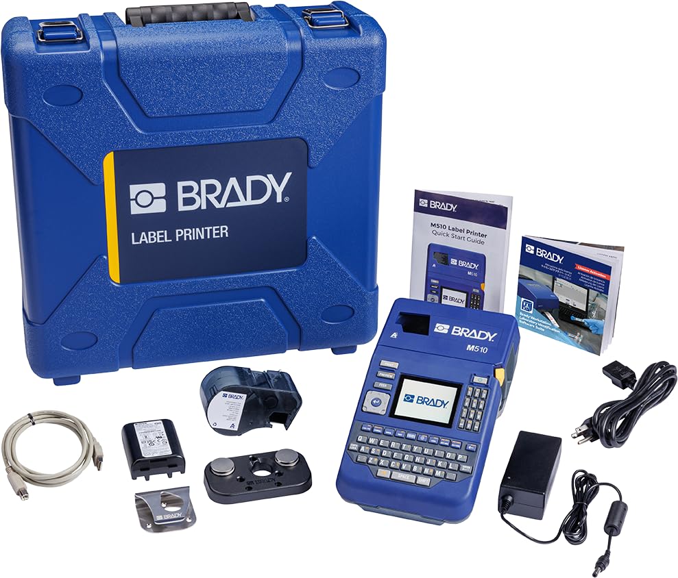 Brady M510 Portable Industrial Label Printer Kit with Lab ID Software, Carrying Case, Battery & Charger - 3.75x5.75x10 Inch | Warehouse, Factory & Laboratory Labeling Solution