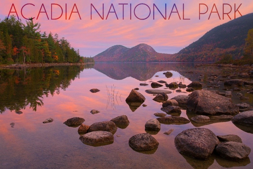 Signed Jordan Pond Acadia National Park Maine Art Print - 24x36 Wall Decor Poster for Living Room, Bedroom & Office