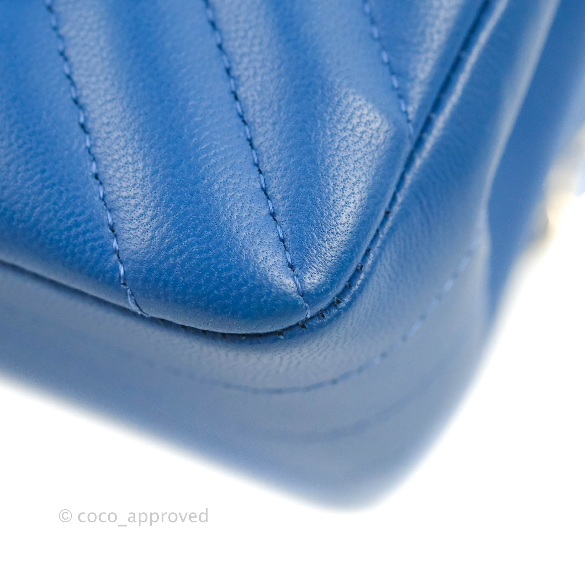 Chanel Classic Chevron Small Double Flap Bag in Blue Lambskin Leather with Gold Hardware - Luxury Crossbody Purse for Women, Perfect for Evening Events & Date Nights