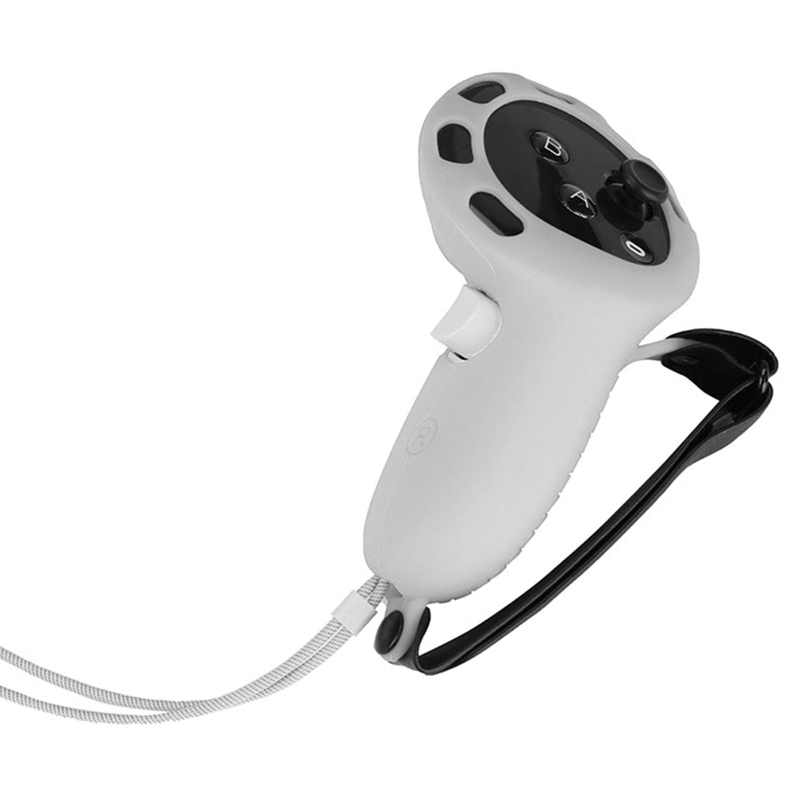 Non-Slip Silicone VR Controller Grips for Meta Quest 3 - Adjustable Strap Protective Cover with Joystick Cap - Enhanced Grip for Gaming & Fitness VR Experiences (White) - Perfect for Beat Saber, Supernatural & Immersive VR Games