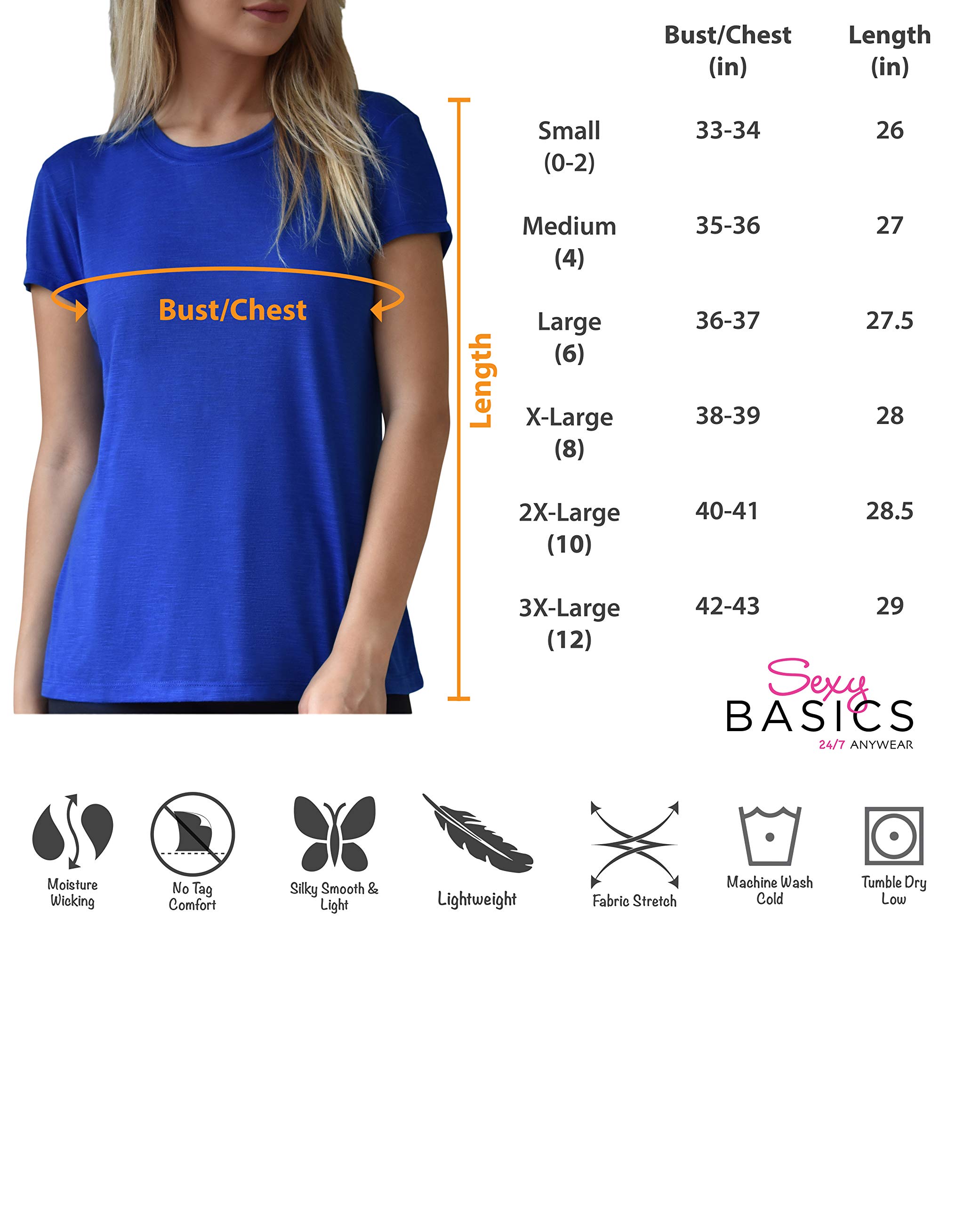 Women's Everyday Flowy Slub Burnout Active Casual Workout Crew Neck T-Shirt | Soft Comfortable Breathable Fabric | Multi-Pack & Color Options | Perfect for Yoga, Gym, Running & Daily Wear