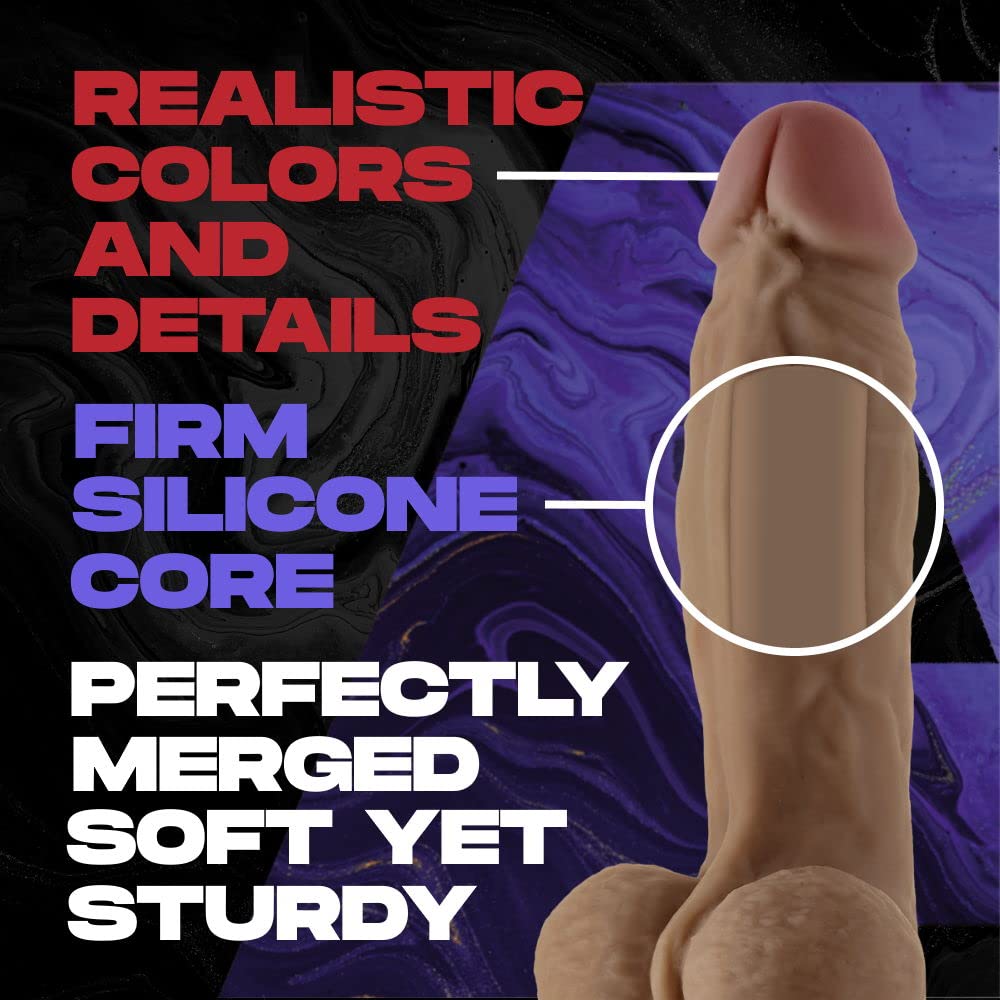 Premium SHAFT Model A Realistic Silicone Dildo with Balls - Ultra Soft Double Layer FlexiSkin Technology | Hands-Free Strap On Sex Toy for Couples, Lesbian & Gay Play | Perfect for Solo Pleasure, Partnered Intimacy & BDSM Scenes