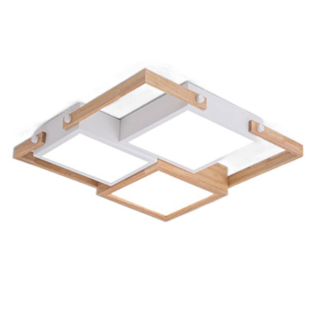 Japanese Style LED Ceiling Lamp - Wooden Decorative Recessed Lighting Fixture with Adjustable Dimmable Panel for Study, Bedroom & Living Room | Modern Home & Office Lighting Solution