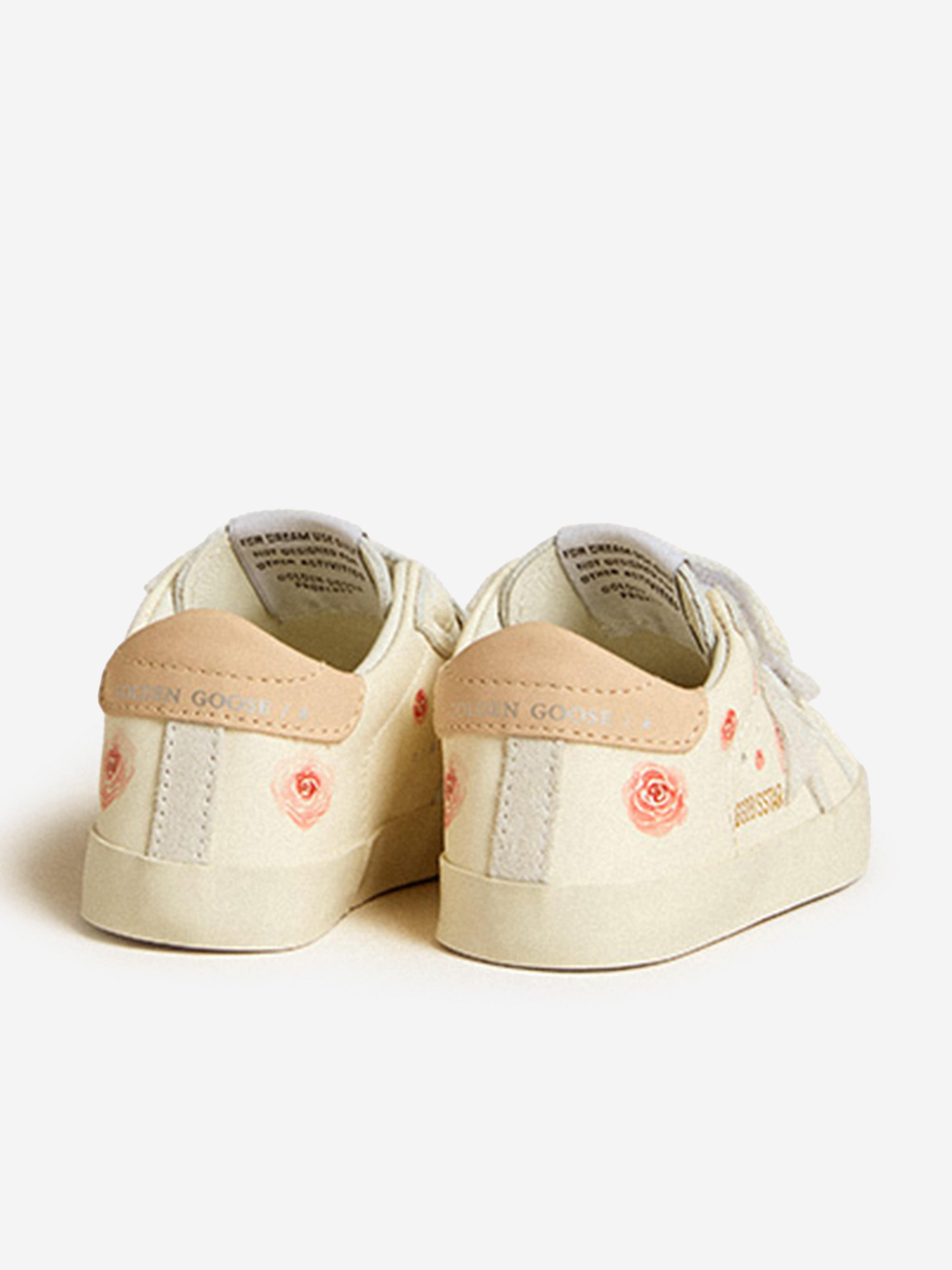 White Leather & Suede Star Sneakers for Baby Girls - Comfortable First Walkers Shoes for Toddlers, Infants & Newborns (Perfect for Playdates, Park Outings & Special Occasions)