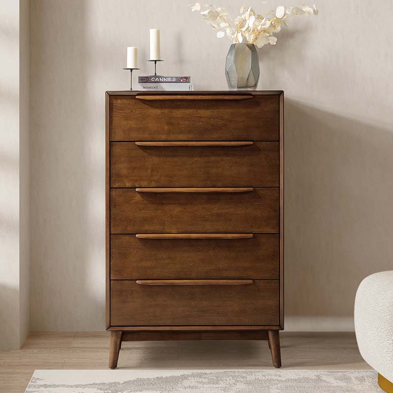 Raimunda 5-Drawer Solid Wood Chest Dresser - Sturdy Bedroom Storage Organizer for Clothes, Linens & Accessories | Perfect for Master Bedroom, Guest Room or Nursery