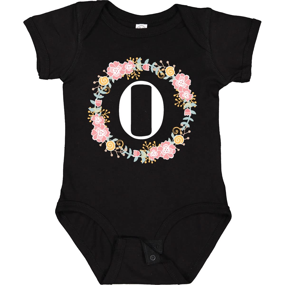Floral Rose Wreath Monogram Letter O Baby Bodysuit - Soft Cotton Onesie for Newborns, Infants & Toddlers - Perfect for Photo Shoots, Birth Announcements & Special Occasions