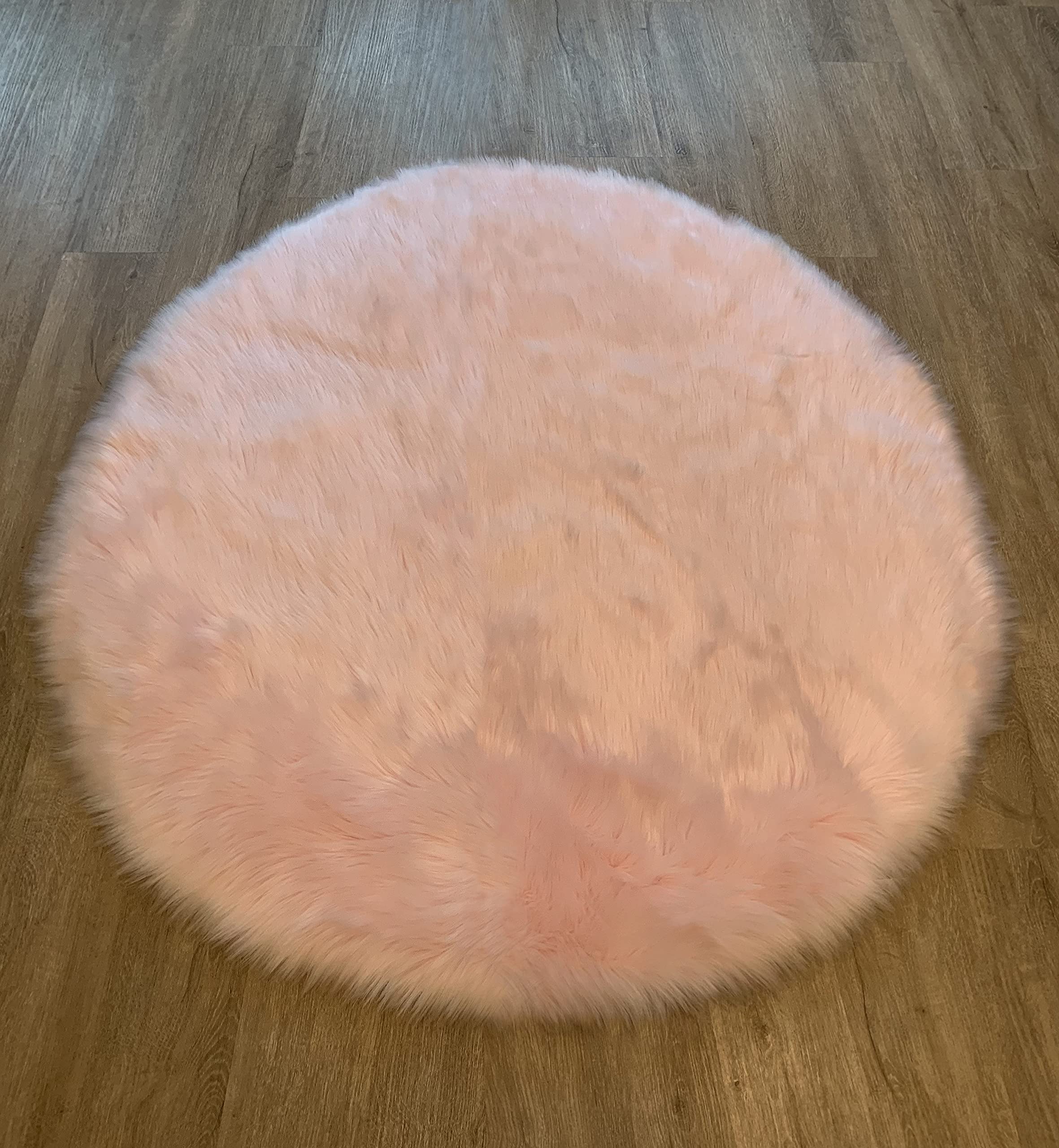 LAMBZY Faux Sheepskin Rug - Super Soft Hypoallergenic Round Shaggy Carpet for Living Room, Nursery, Bedroom & Sofa - Plush & Silky Texture (3'6