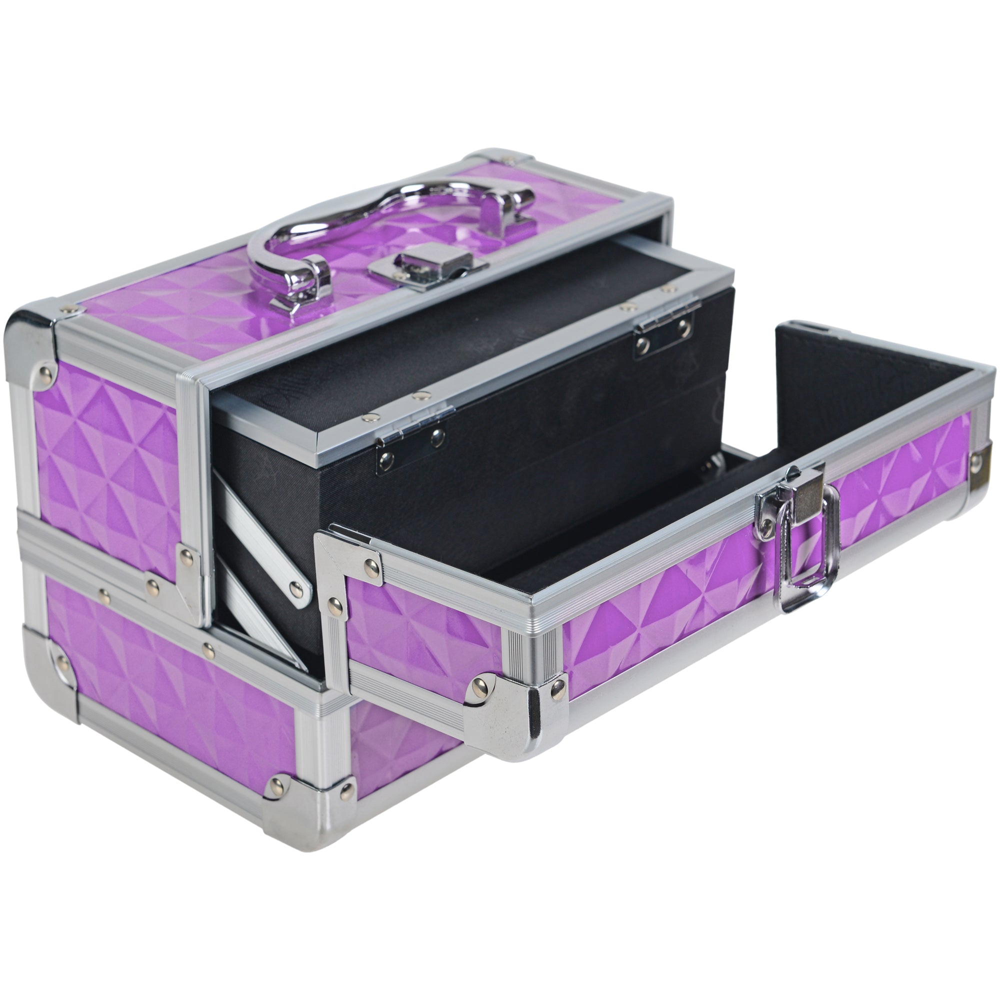 Professional Makeup Train Case with Mirror - Portable Cosmetic Organizer for Makeup Artists & Travel - Perfect for Salon, Home, and On-the-Go Beauty Needs