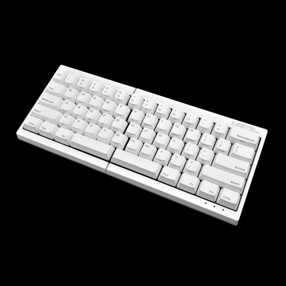 Mistel MD600 Split Ergonomic Mechanical Keyboard - Cherry MX Blue Switches, White PBT Keycaps, Programmable Macros, NKRO - Compatible with Windows & Mac (US QWERTY Layout) - Perfect for Office Work, Gaming, and Long Typing Sessions