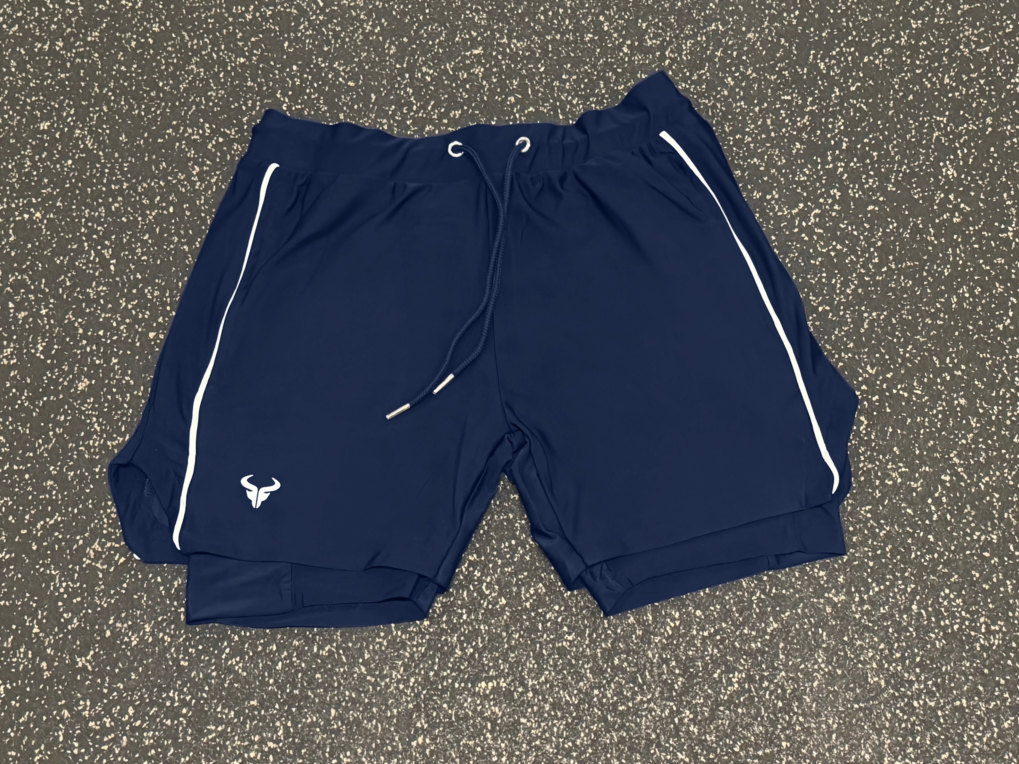 Cerus Navy Flex 2-in-1 Running Shorts with Built-in Liner - Moisture-Wicking, Quick-Dry Athletic Shorts for Men - Perfect for Gym, Jogging & Outdoor Workouts
