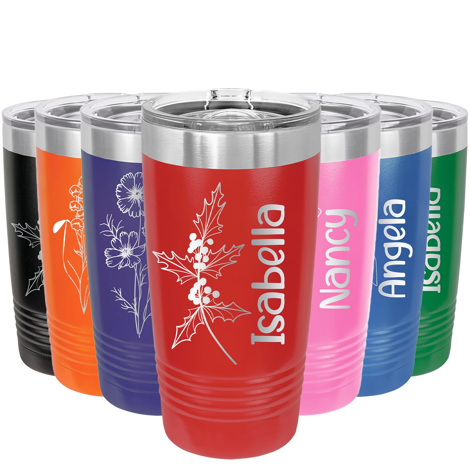 Personalized Women's Tumbler with Custom Name & Birth Flower - Insulated Travel Coffee Mug for Mom, Birthday Gifts for Women - Perfect for Mother's Day, Office Use & Daily Commute