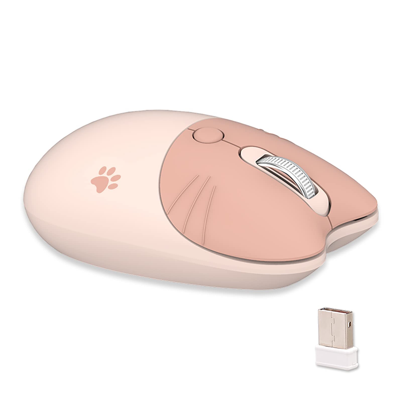 Cute Cat Wireless Mouse - Lightweight Silent 2.4G Wireless Computer Mouse with Candy Colors for Girls & Kids (Milk Tea) | Perfect for Home, Office, School & Gaming Use