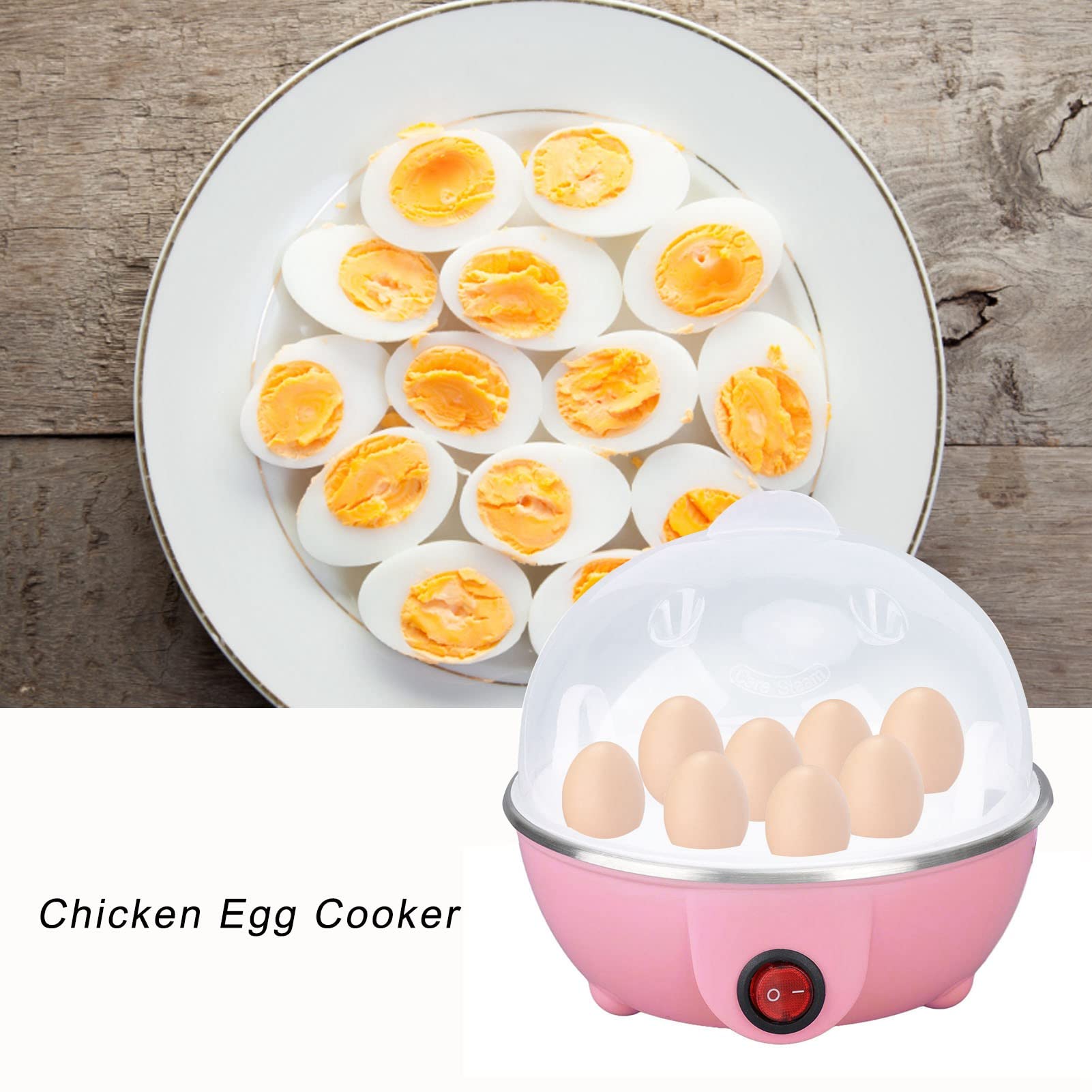 350W Electric Egg Cooker - 7 Egg Capacity Rapid Egg Boiler for Hard Boiled, Poached, Scrambled & Omelets - Auto Shut Off with Measuring Cup - Perfect for Breakfast, Meal Prep & Keto Diet