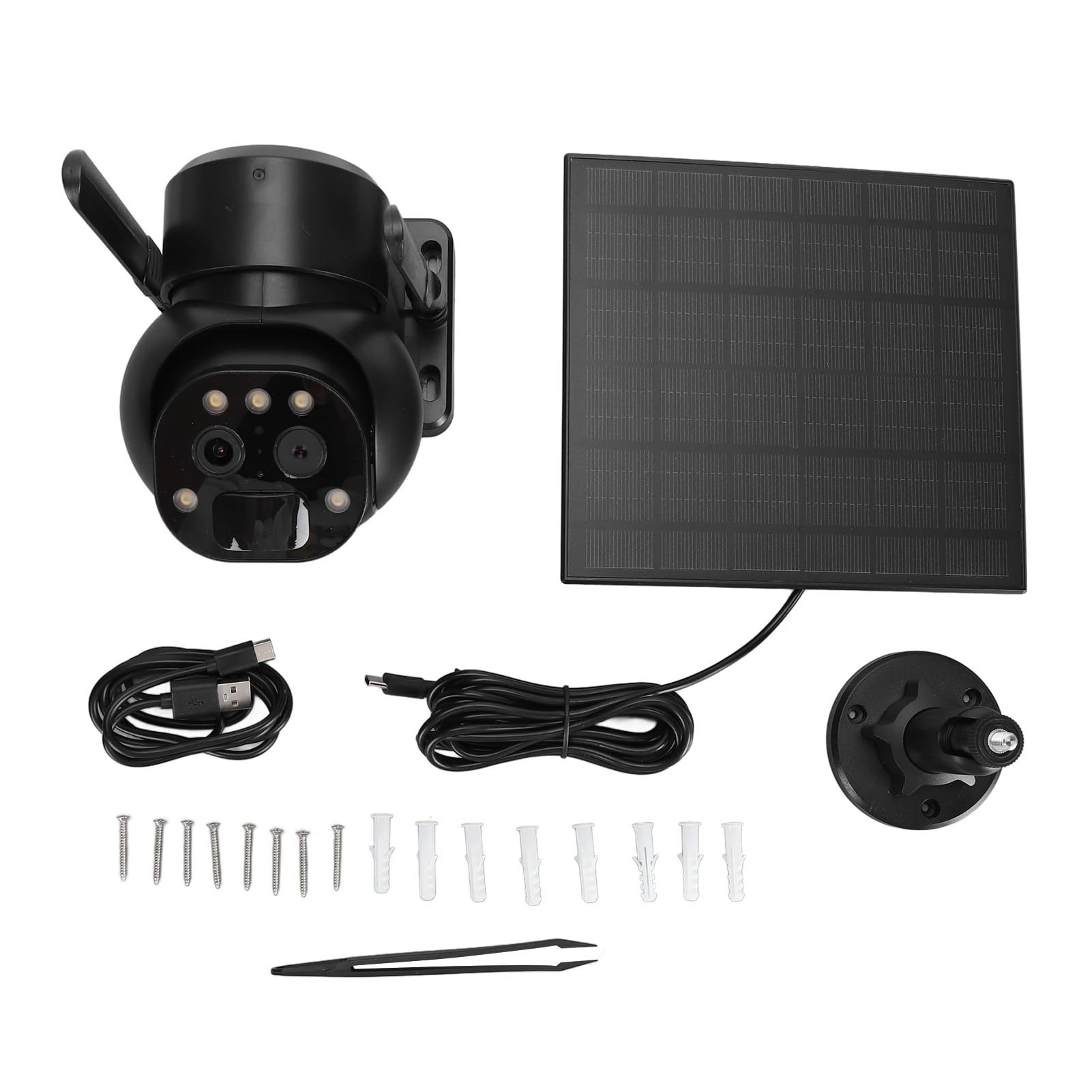4G LTE Solar Security Camera Outdoor - 355° Panoramic HD Dual Lens, 12X Zoom, Motion Detection, 2-Way Audio, Night Vision | Wireless Home Surveillance System for Yard, Garage & Business (Europe Compatible)