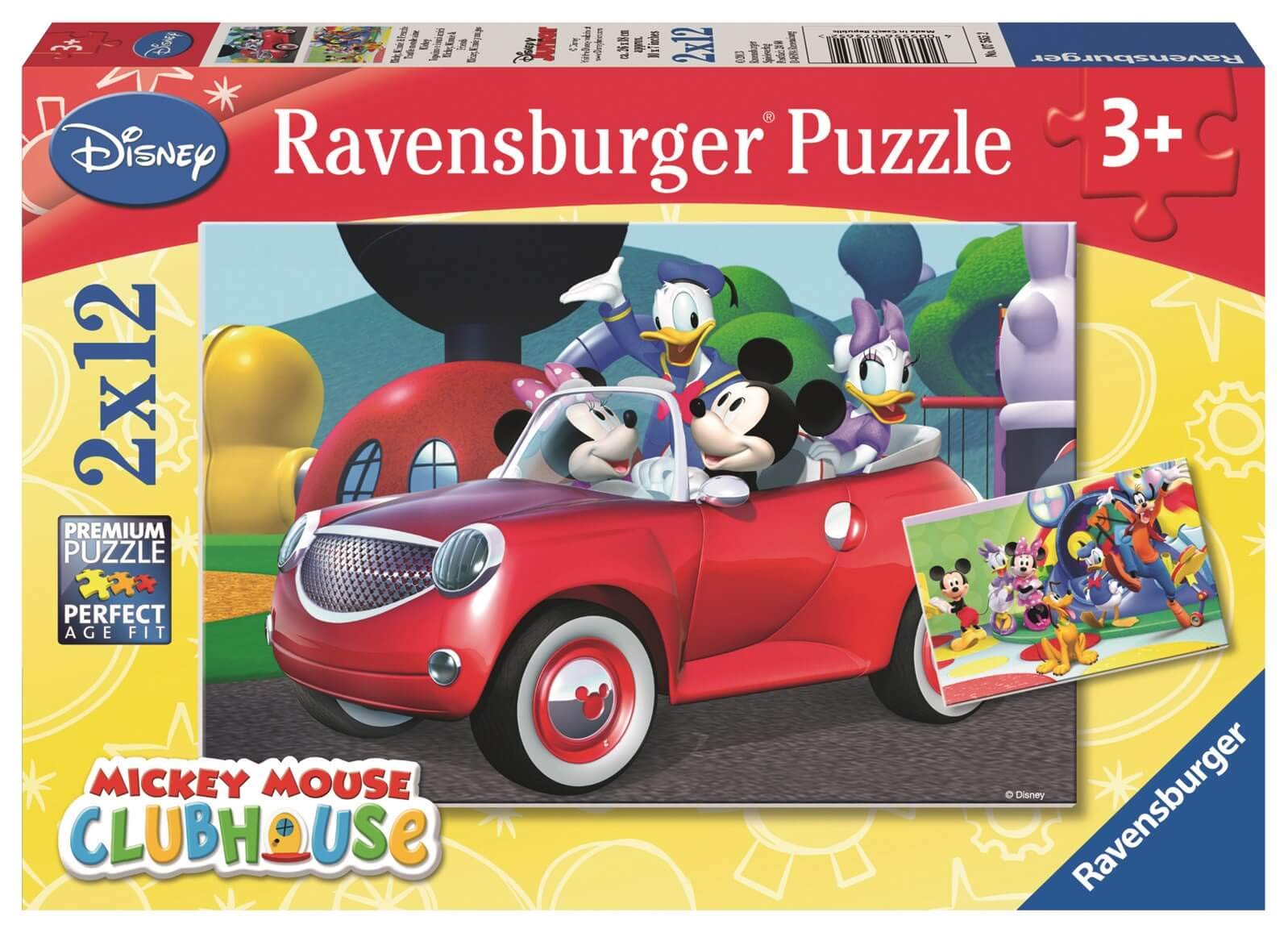 Ravensburger Disney Mickey Mouse & Minnie Mouse 24-Piece Jigsaw Puzzle for Kids Ages 3+ (2x12 Pieces, 26x18cm) - Fun Learning Toy for Preschoolers, Birthday Gifts & Family Game Night