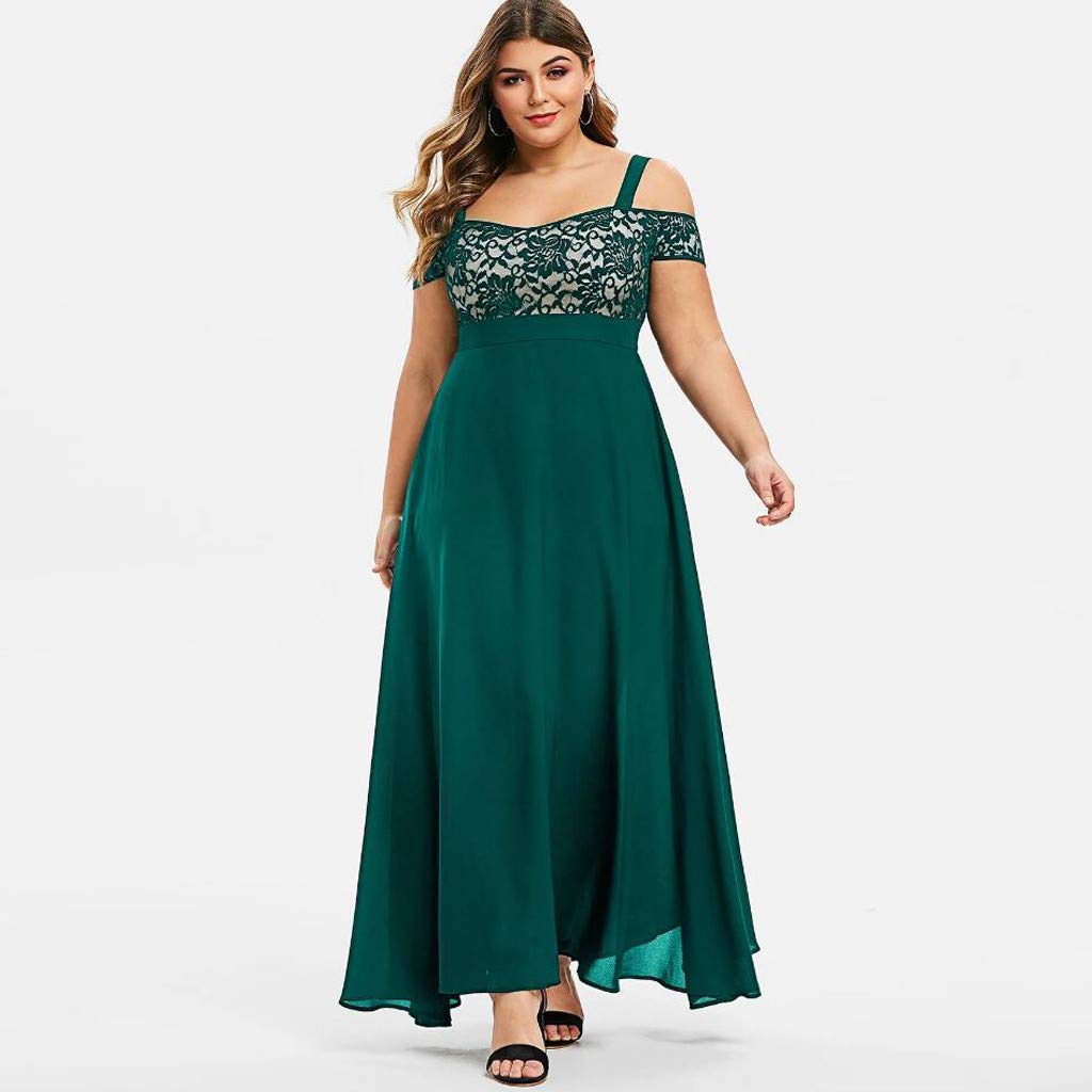 Plus Size Maxi Dress for Women - Tie Dye Lace Cold Shoulder Short Sleeve Wedding Guest Dress | Elegant Summer Long Dress for Beach Parties, Bridal Showers & Special Occasions