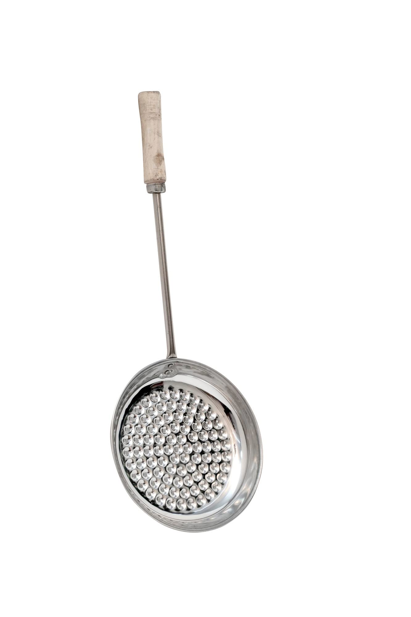 REVV UP Boondi Jhara with Wooden Handle - 6.5 Inch Stainless Steel Boondi Maker & Big Jalli Karandi - High Durability for Indian Snack Making - Perfect for Ghee Boondi, Rava Laddu & Diwali Sweets Preparation