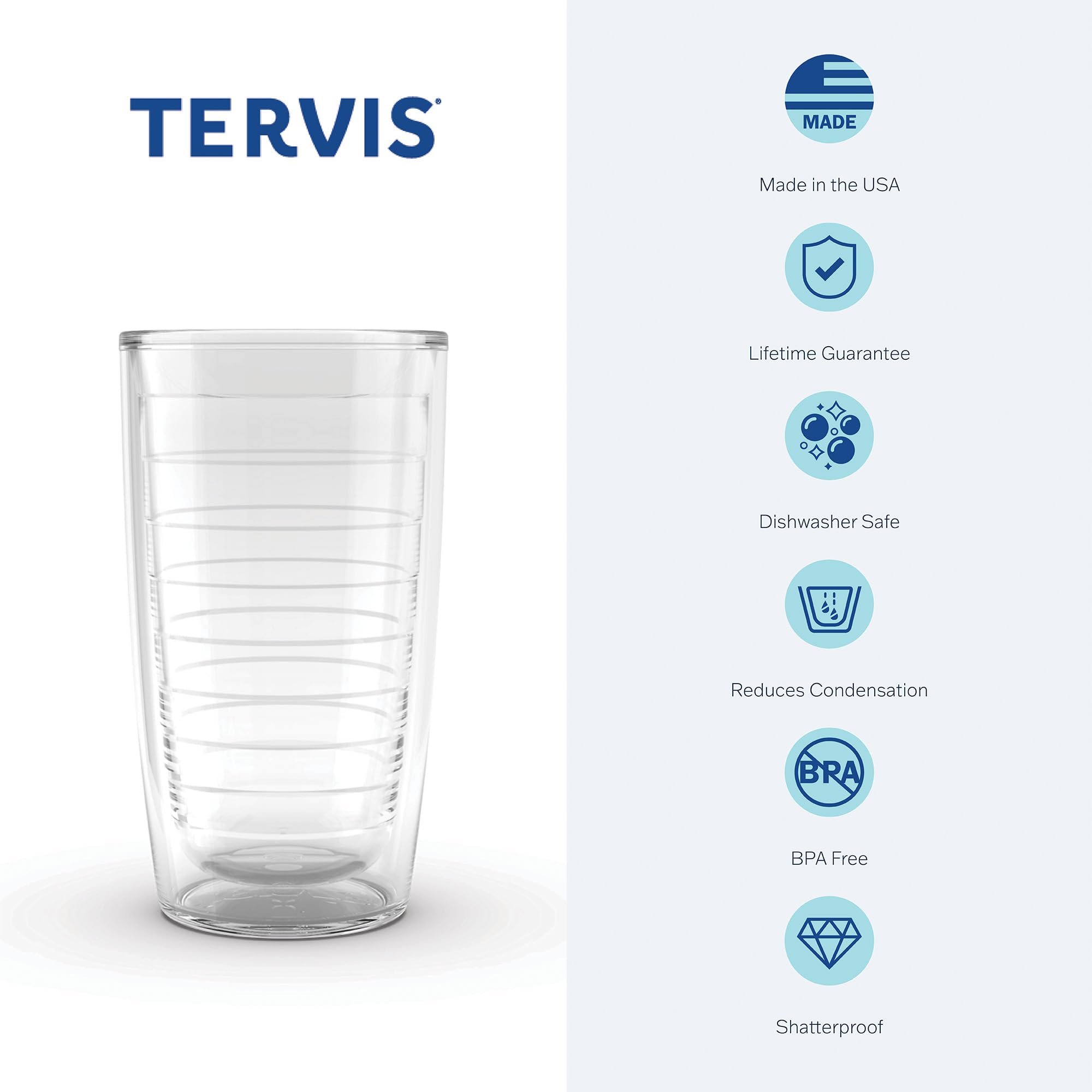 Tervis UNF Insulated Tumbler with Wrap and Lid - 16oz Clear Stainless Steel Travel Mug for Hot & Cold Drinks - Perfect for Office, Gym, Hiking and Outdoor Activities