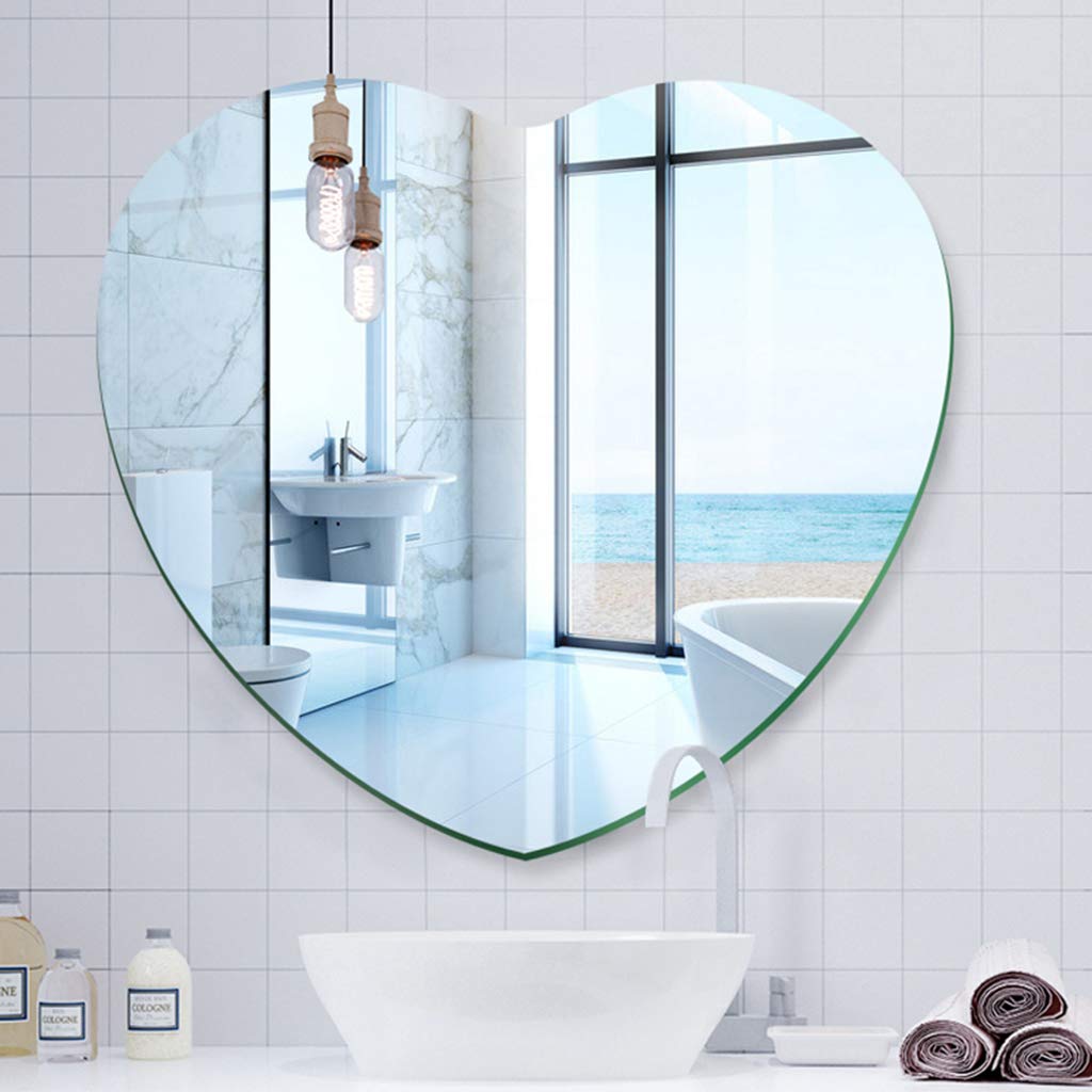 Heart-Shaped Bathroom Mirror - Wall Mounted Vanity Mirror with Adhesive Backing for Bathroom, Bedroom, and Nursery Decor - Perfect for Makeup, Shaving & Home Decoration