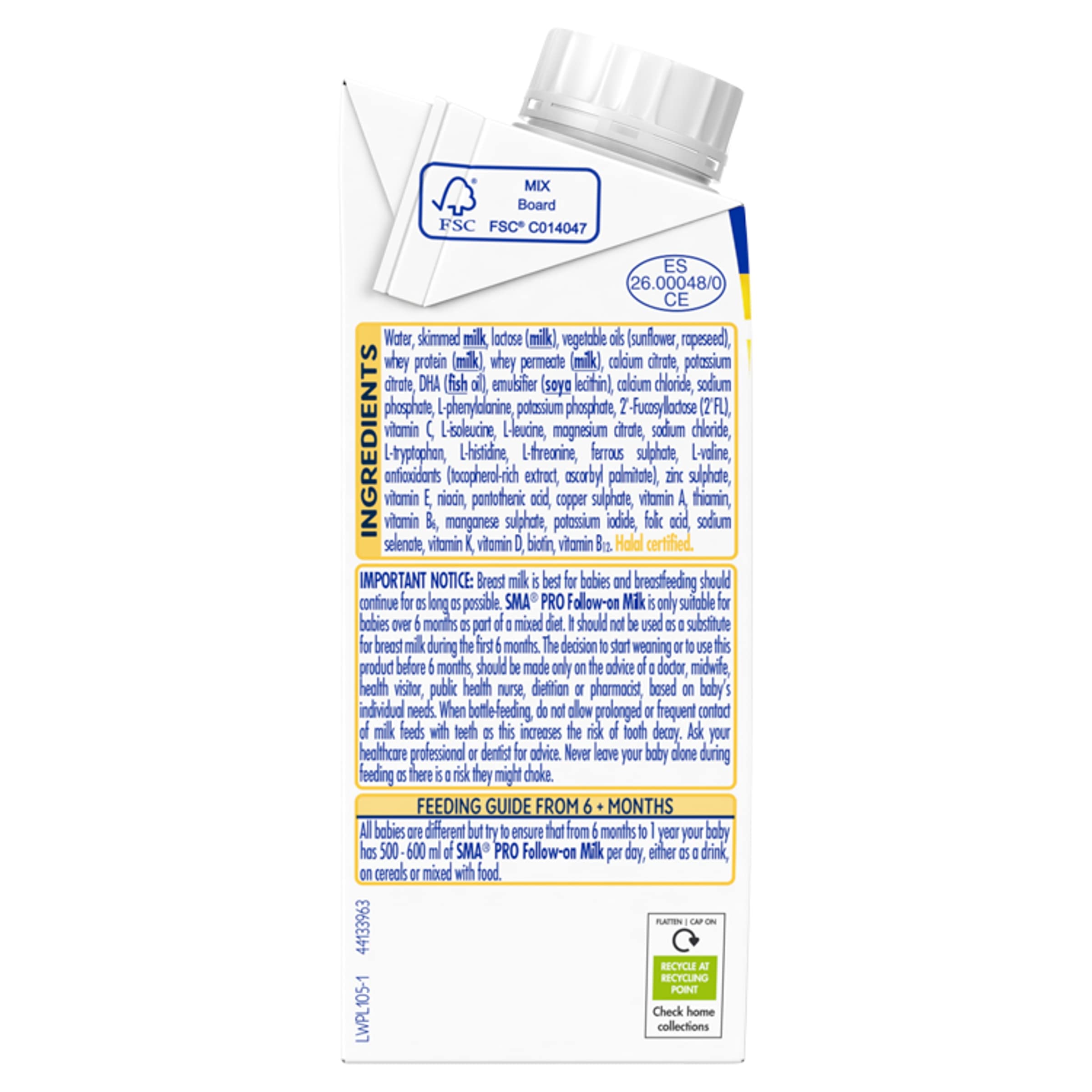 SMA PRO Follow On Baby Milk Formula - Ready to Drink for Infants 6 Months and Up - 200ml (Pack of 12) - Perfect for On-the-Go Feeding, Travel & Daycare Nutrition