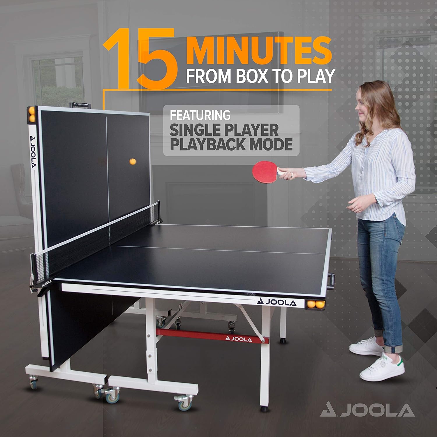 JOOLA Rapid Play 180 Indoor/Outdoor Table Tennis Table - 18mm Thick Top - Professional & Recreational Ping Pong Table for Home, Backyard, or Club Use