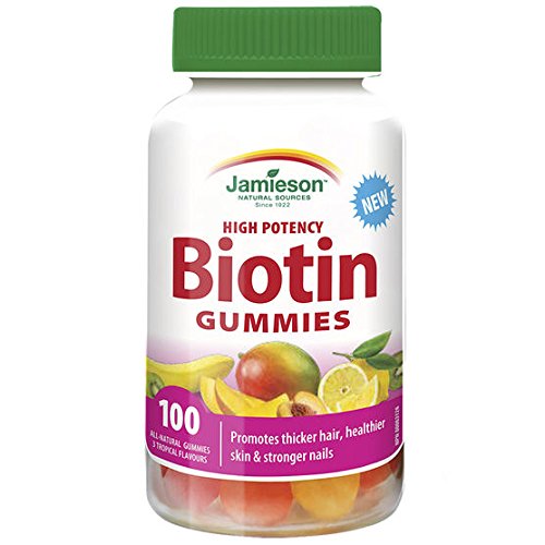 Jamieson Biotin Gummies for Hair Growth & Nail Strength - 100 Count | Delicious Berry Flavor | Supports Healthy Skin & Metabolism - Perfect for Daily Supplement Routine & On-the-Go Nutrition