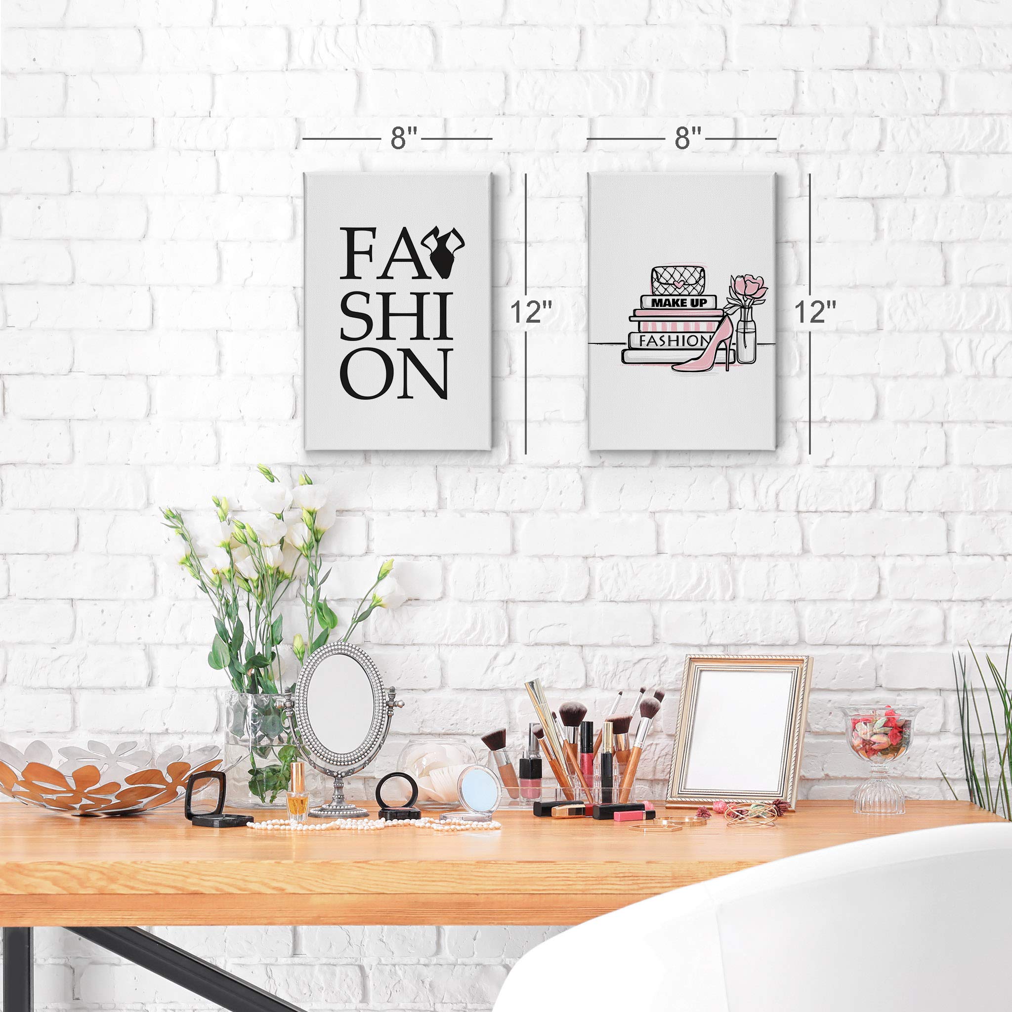 Smile Art Design Fashion Lettering & Book High Heels 2-Piece Canvas Wall Art Set - Glamorous Decor for Office, Bathroom, Teen Girl Room, Women's Dorm, Bedroom & Living Room - Ready to Hang (40x30 inches each) - Perfect for Adding Style to Home Interiors & Gift Giving