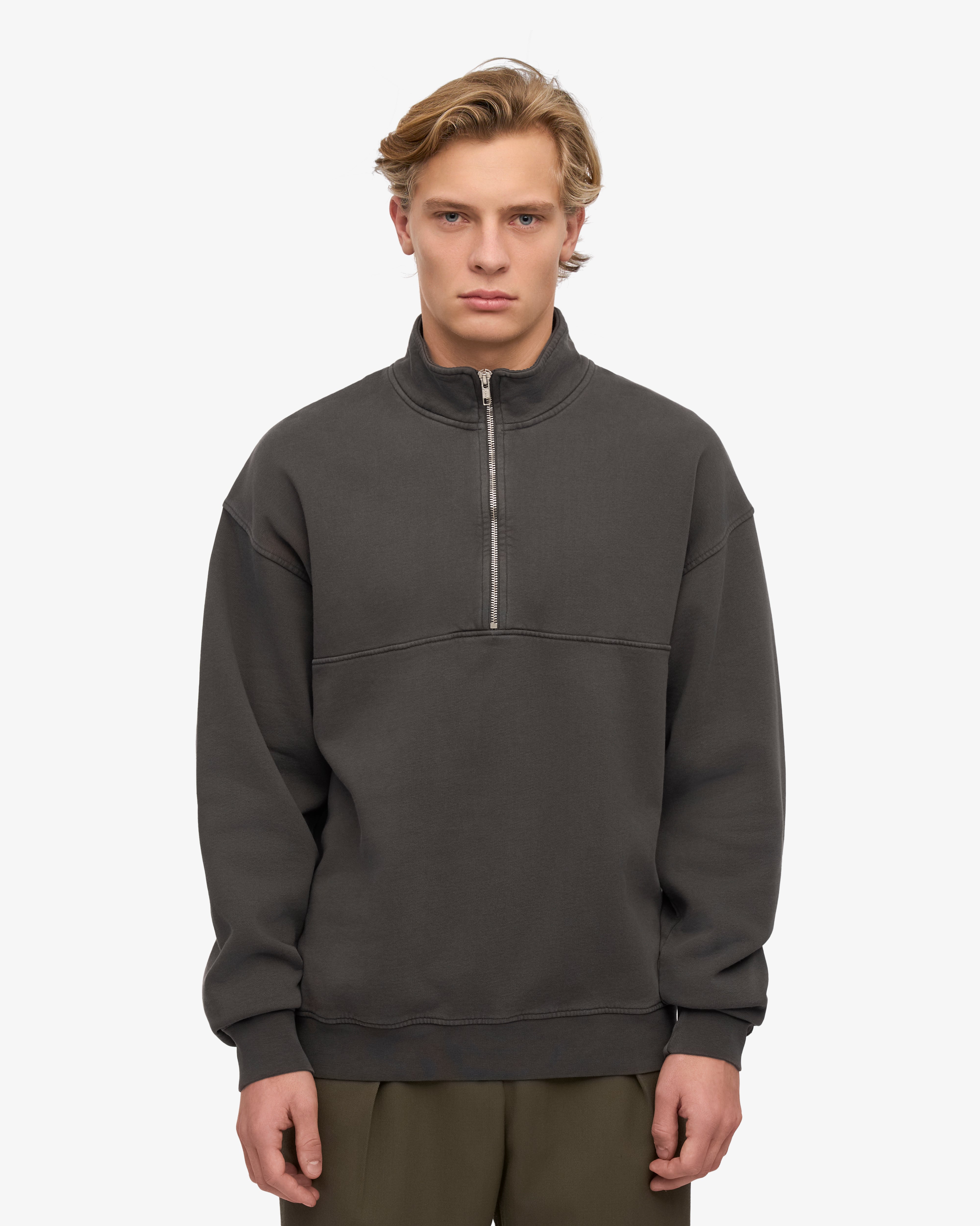 Organic Cotton Quarter Zip Sweatshirt for Men & Women | Lava Grey | Eco-Friendly & Comfortable | Perfect for Casual Wear, Outdoor Activities & Layering