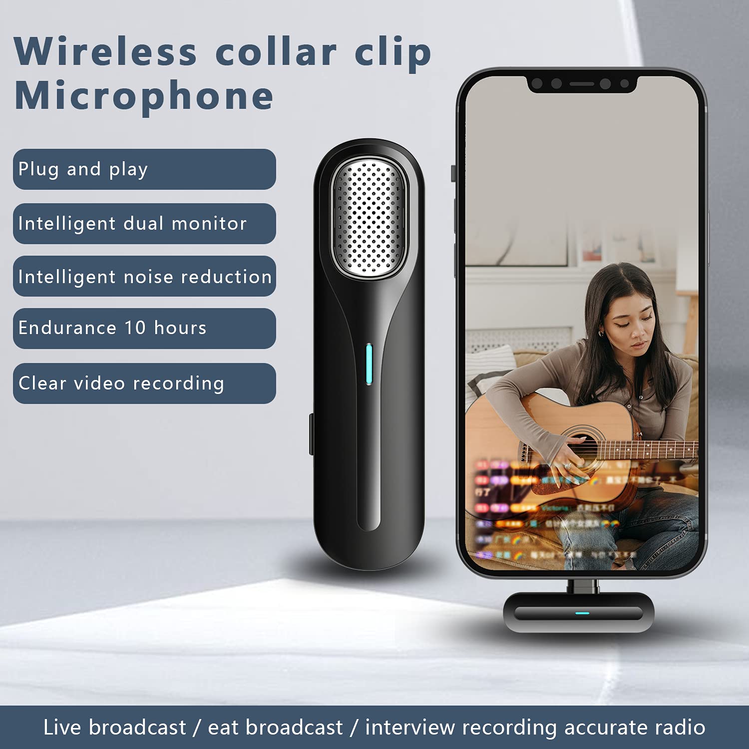 PWAYTEK Wireless Lavalier Microphone for iPhone/iPad - Plug & Play Clip-on Mini Mic with Noise Reduction for Live Streaming, YouTube, TikTok, Facebook - Perfect for Vlogging, Interviews, Podcasts & Online Classes