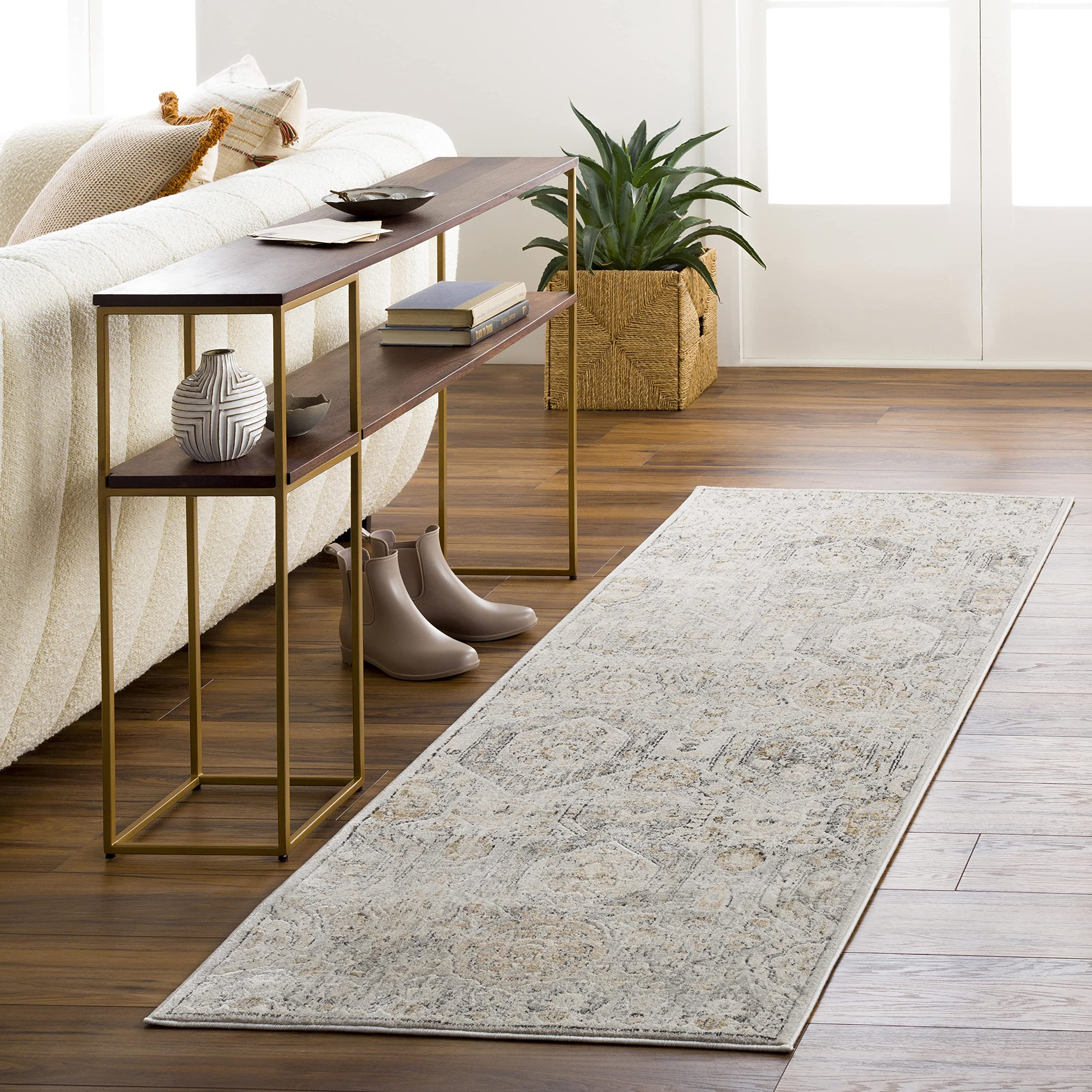Mark&Day Traditional Tan/Ivory Runner Rug 3x7 - Non-Slip Hallway Carpet for Kitchen, Bedroom, Living Room - Beige Grey Black Geometric Design (2'7