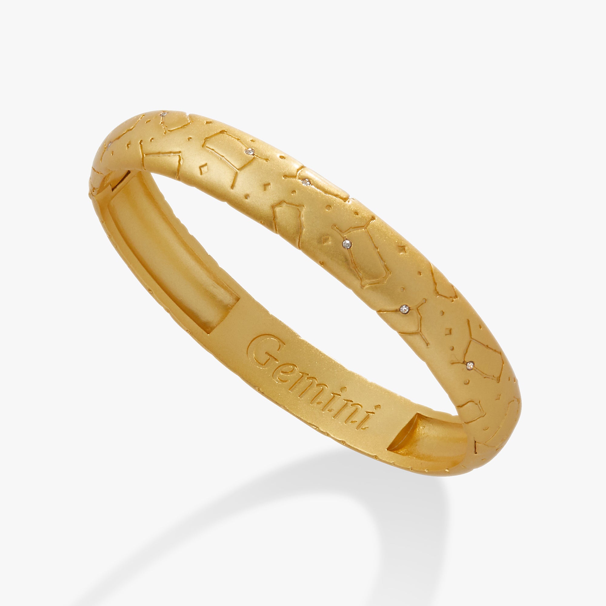 Gemini Zodiac Hinge Bangle Bracelet - Sterling Silver Zodiac Sign Jewelry for Women - Perfect Birthday Gift & Everyday Wear