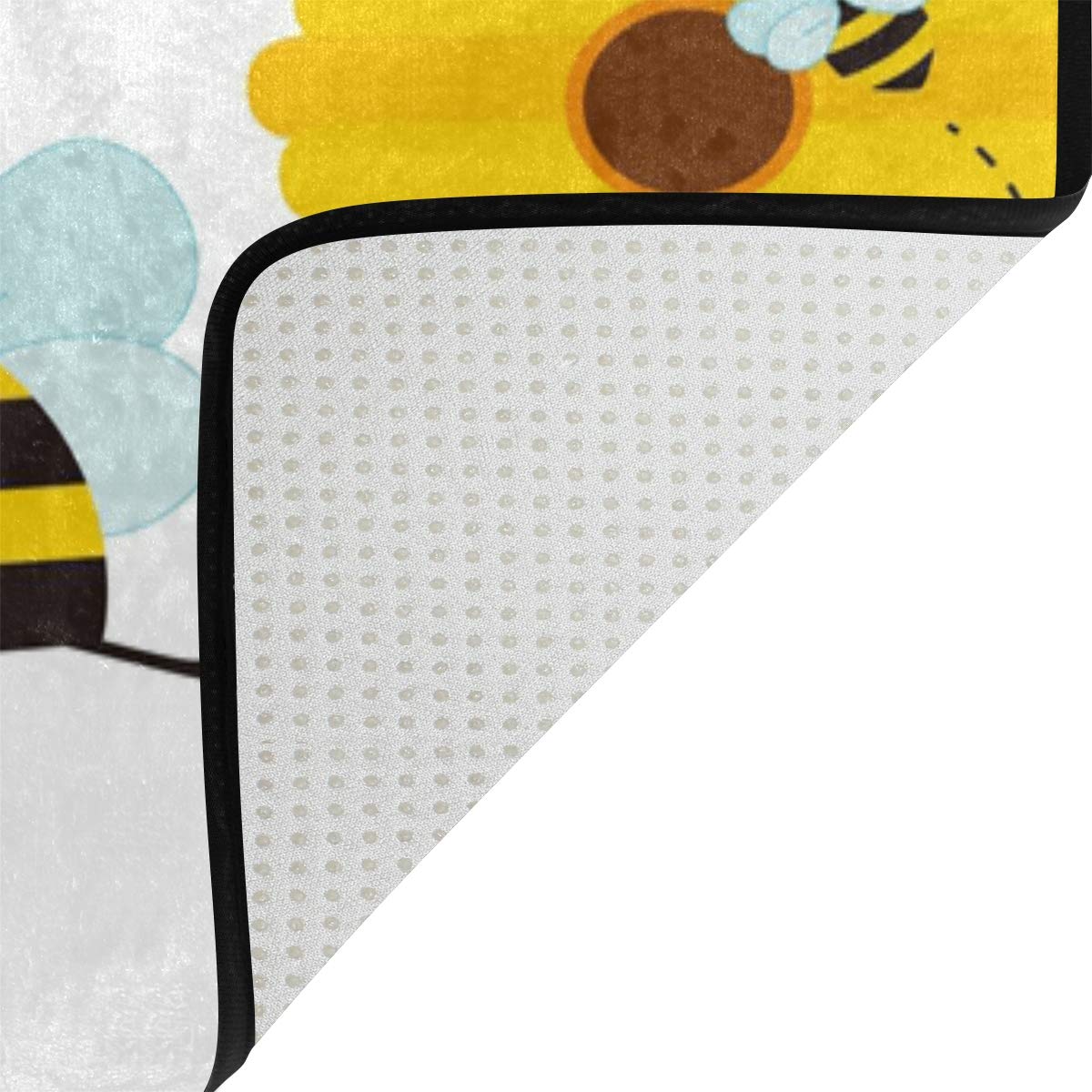 ALAZA Cartoon Honey Bee Sunflower Non-Slip Area Rug 7'x5' - Soft Living Room Bedroom Rug for Kids Playroom, Nursery & Dorm Decor