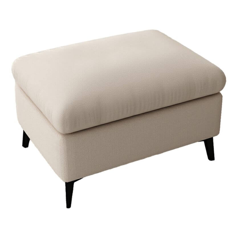 Modern Cotton Blend Rectangle Ottoman with Wood Frame - Space-Saving Footrest & Storage Bench for Small Living Rooms, Bedrooms, and Apartments
