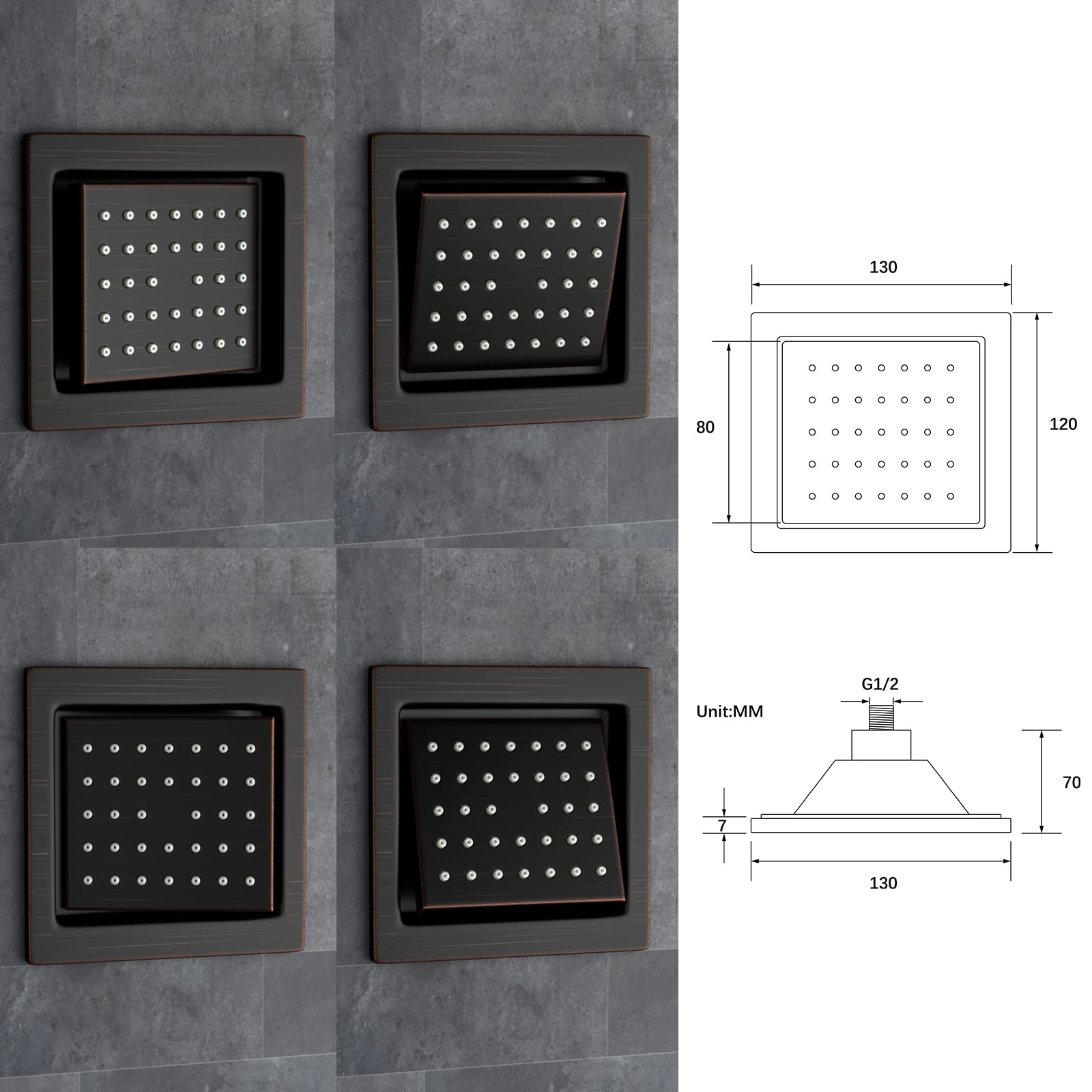 AYIVG Concealed Brass Shower Body Jet Sprayer - Oil Rubbed Bronze Finish Wall Mounted Shower Set for Spa-Like Massage | Perfect for Luxury Bathrooms & Relaxing Hydrotherapy